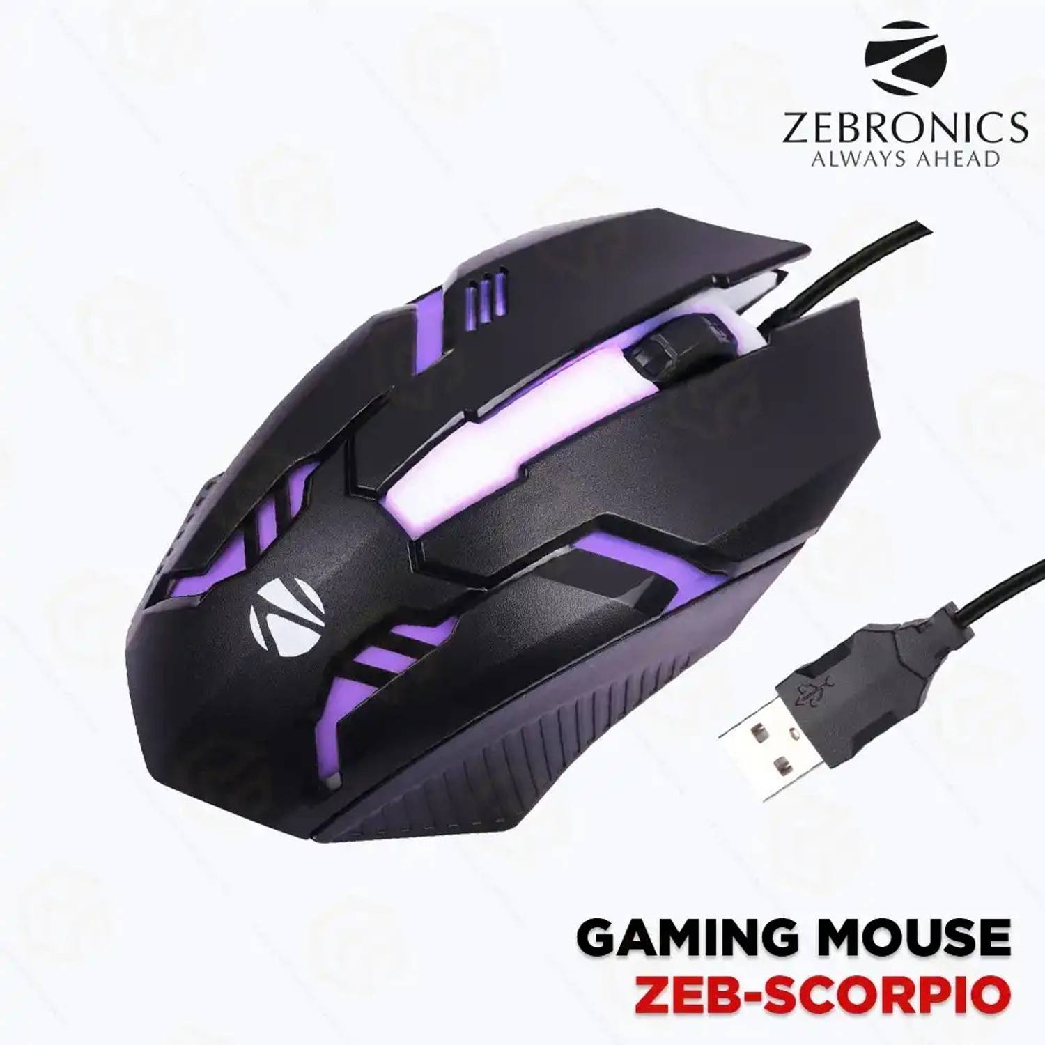 ZEBRONICS ZEB-SCORPIO Wired Ambidextrous Optical  Gaming Mouse - ZEBRONICS : Flipkart.com