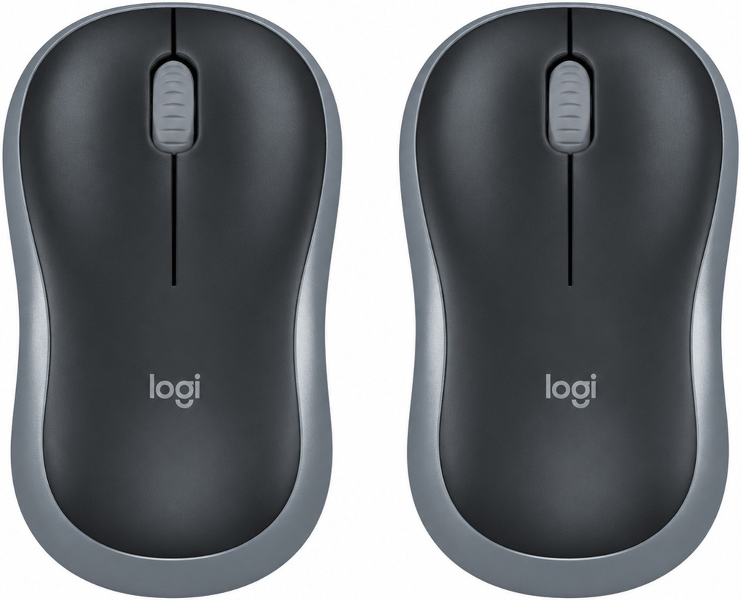 Image of Logitech M185 Pack of 2 Ambidextrous Optical Mouse (2.4GHz Wireless, Grey)