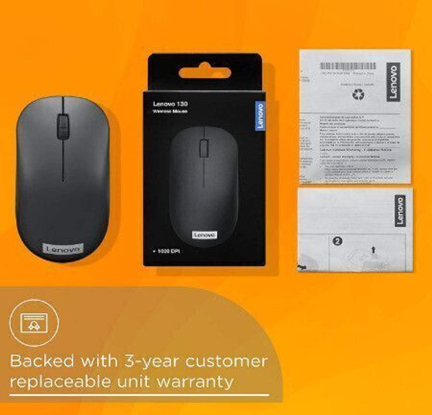 Image of Lenovo 130 wireless mouse Ambidextrous Optical Mouse