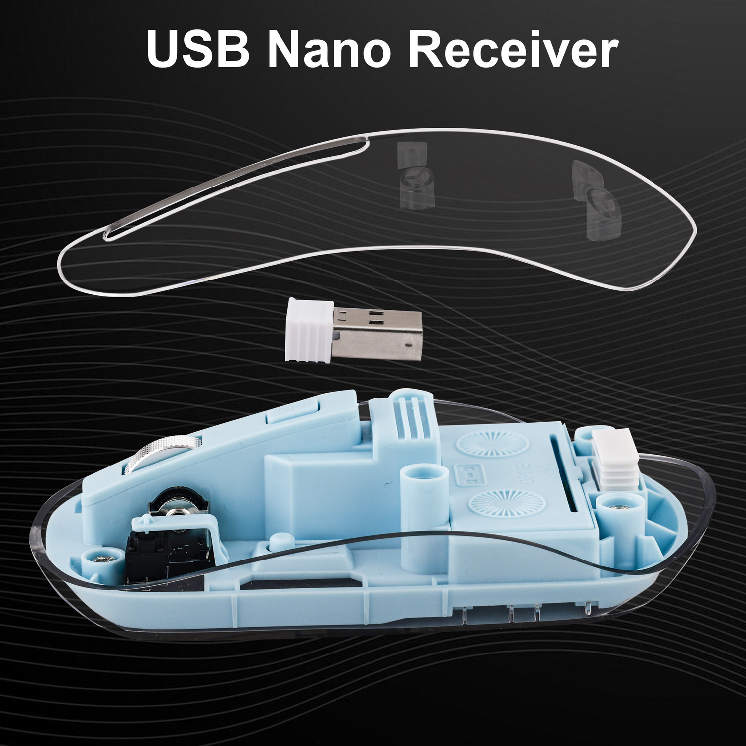Image of Dezful Transparent Wireless and Bluetooth Rechargeable Mouse Ambidextrous Optical Gaming Mouse