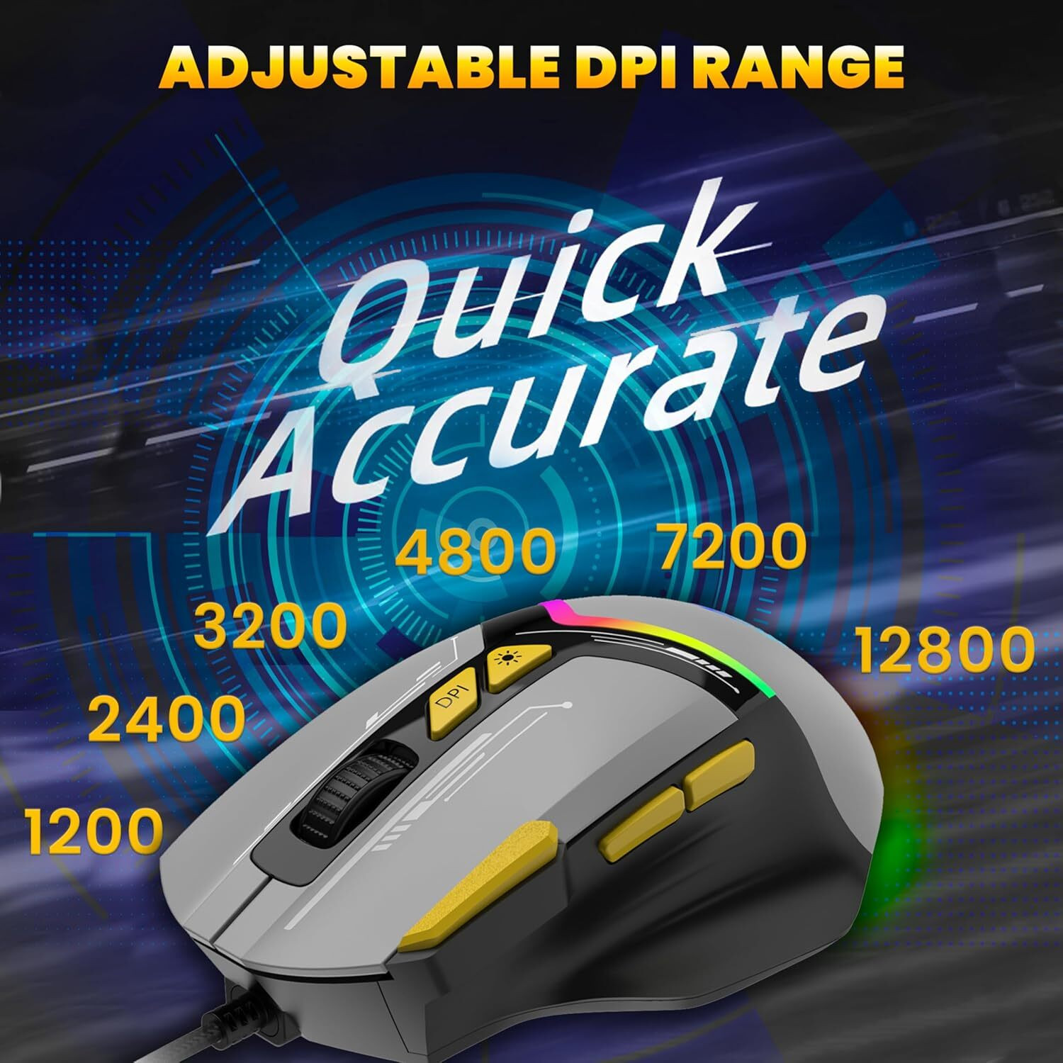 Image of Ant Esports GM333 Wired Ergonomic Optical Gaming Mouse RGB 12800 DPI,1.5M Braided Cable