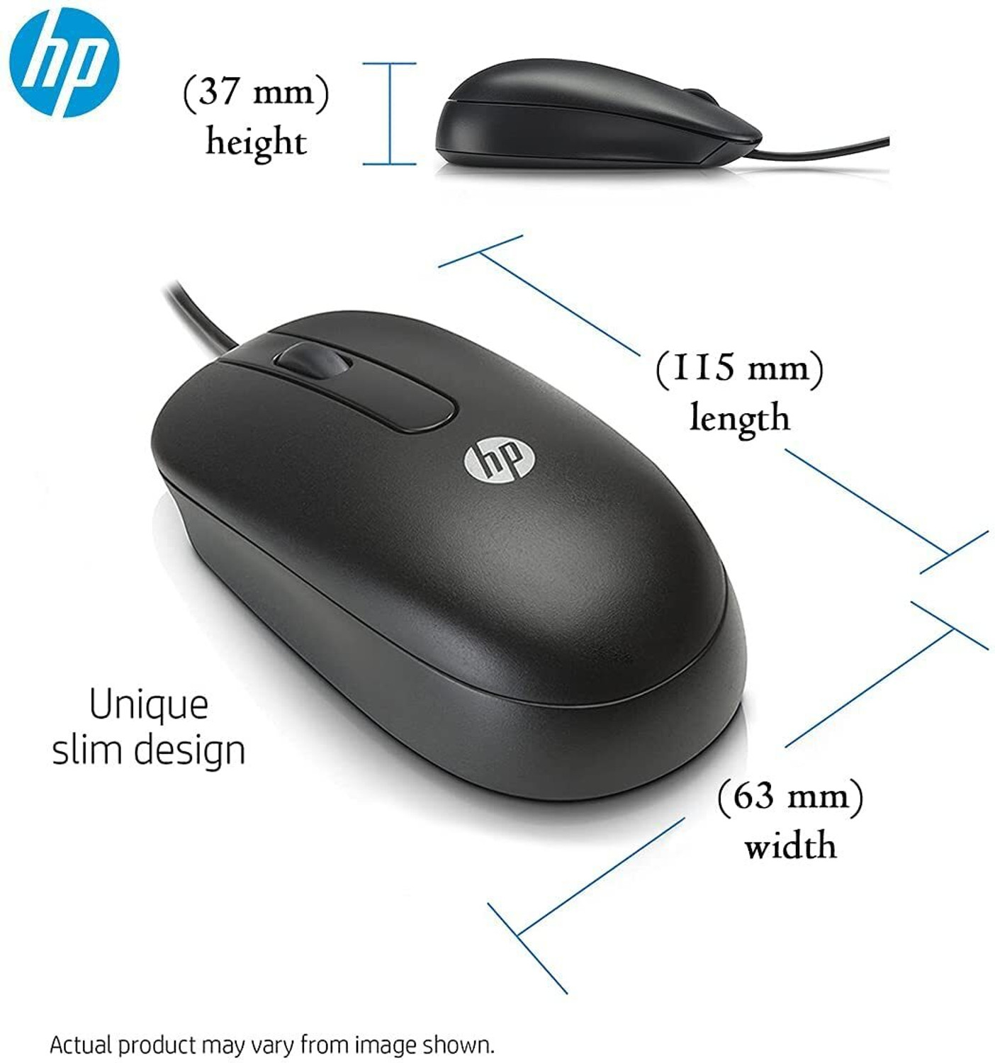 Image of HP Essential USB Mouse Wired Ambidextrous Optical Mouse