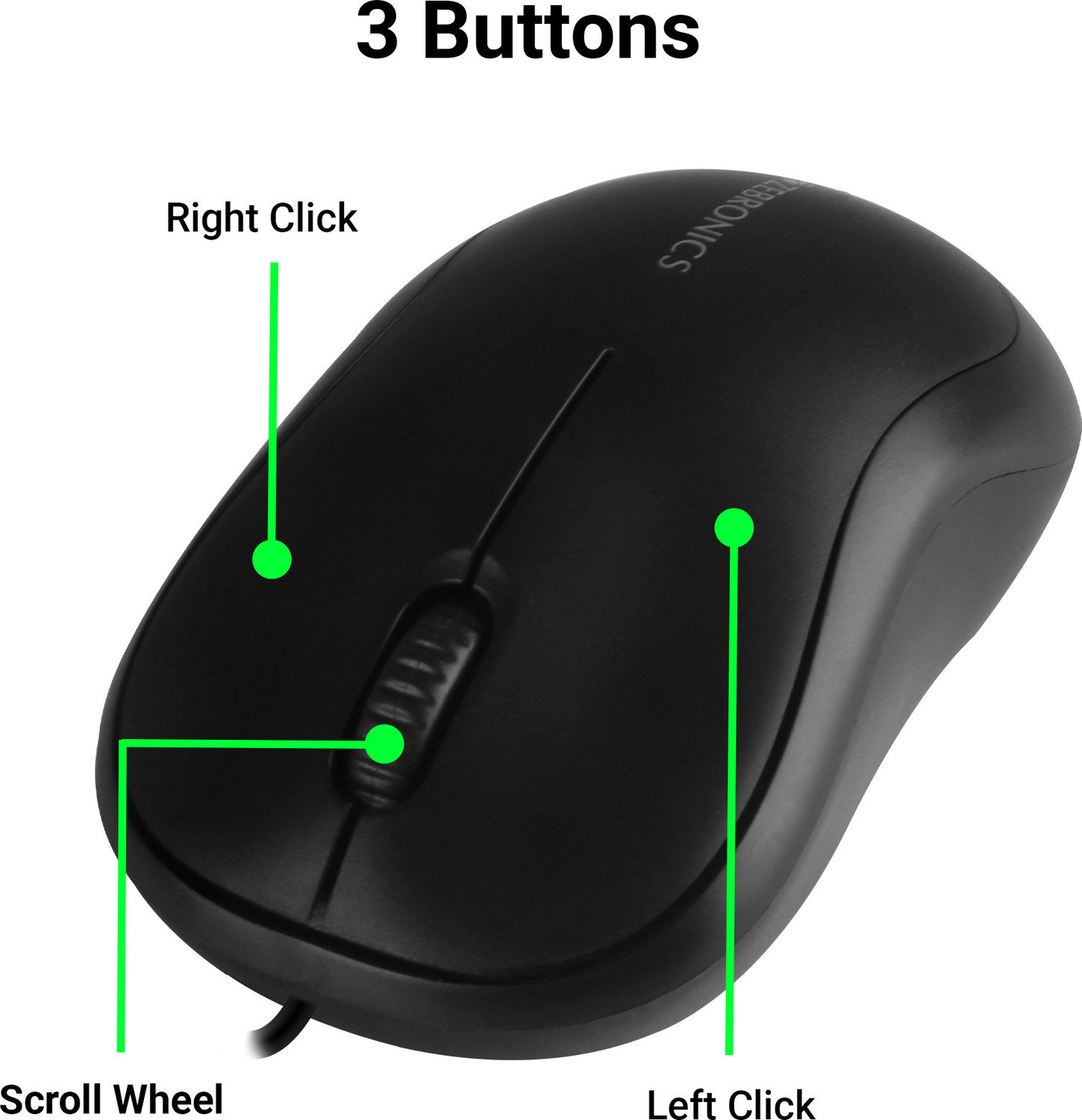 Image of ZEBRONICS Zeb-Comfort Wired Ambidextrous Mechanical Mouse Accurate optical sensor,Ergonomic design