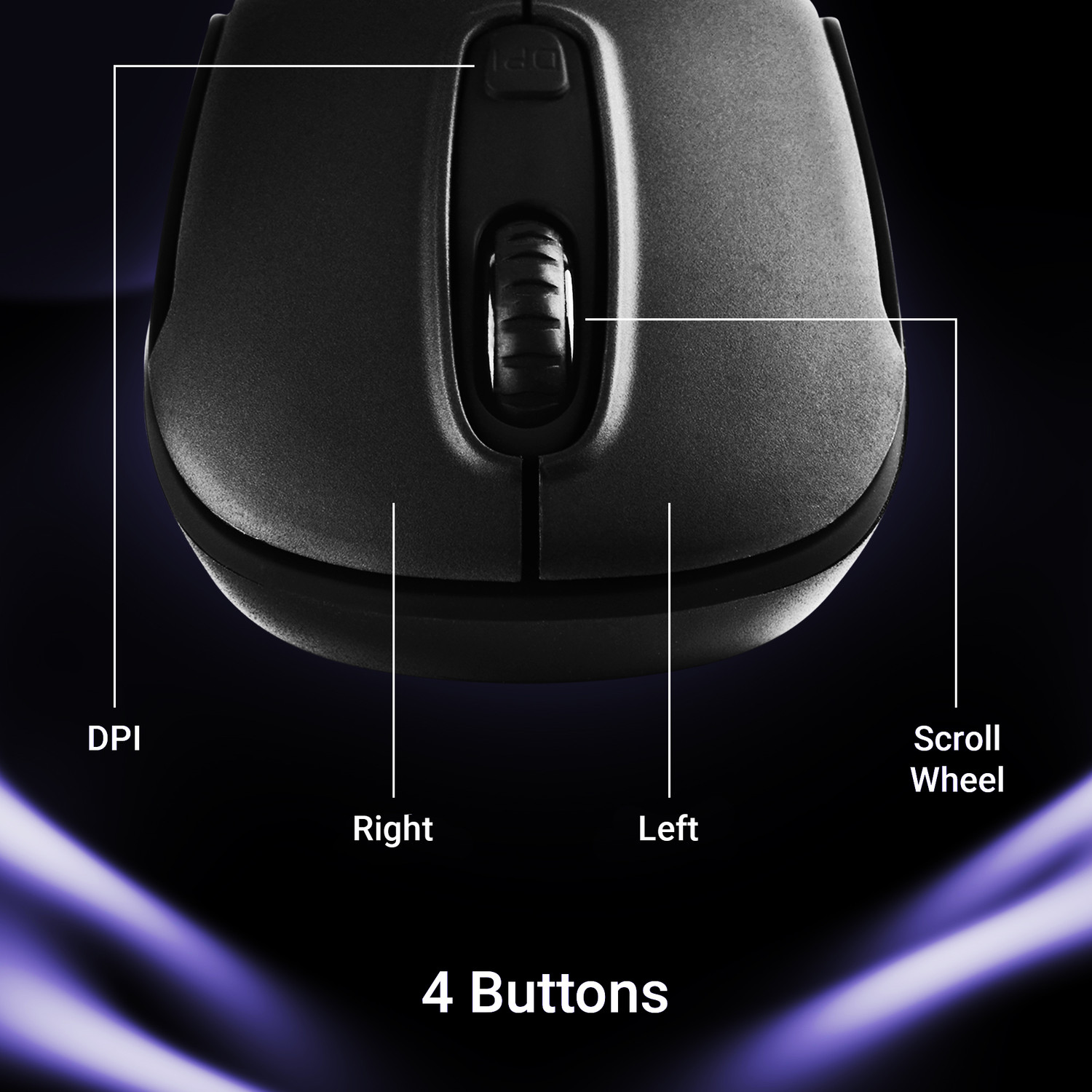 Image of ZEBRONICS Zeb Dash Pro Ambidextrous Optical Mouse 1600 DPI, 3-Level DPI, Lightweight, Power Saving