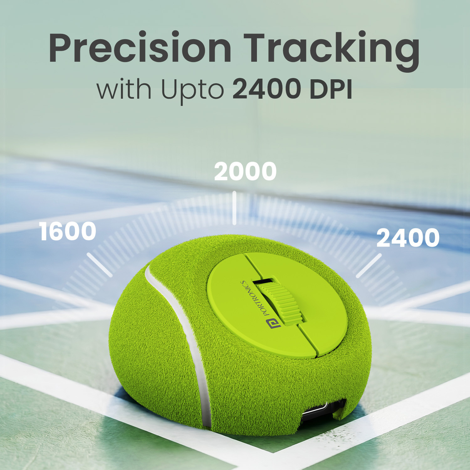 Image of Portronics ToadPlay Tennis Mini Wireless Mouse,Dual Wireless Connectivity, Rechargeable Ergonomic Optical Mouse (2.4GHz Wireless, Bluetooth, Green)
