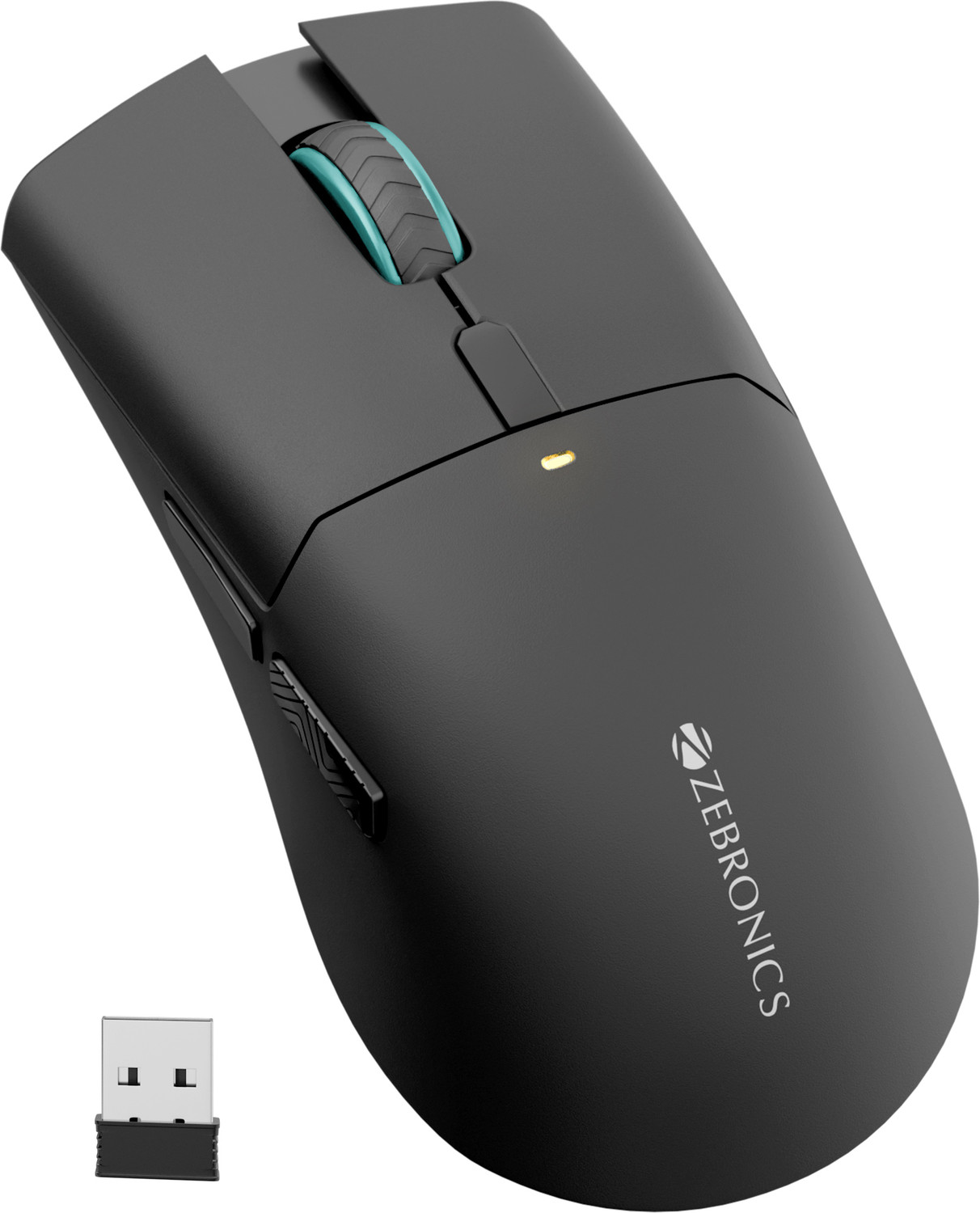 Image of ZEBRONICS ZEB-BLANC 100 (Black) Ergonomic Optical Mouse Rechargeable, 2400 DPI, 6 Buttons, Type-C Charging USB Dongle With Bluetooth