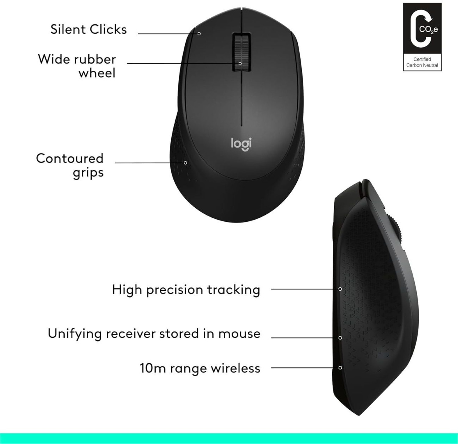 Image of Logitech 331 Wireless Mouse Ambidextrous Optical Gaming Mouse (2.4GHz Wireless, Black)