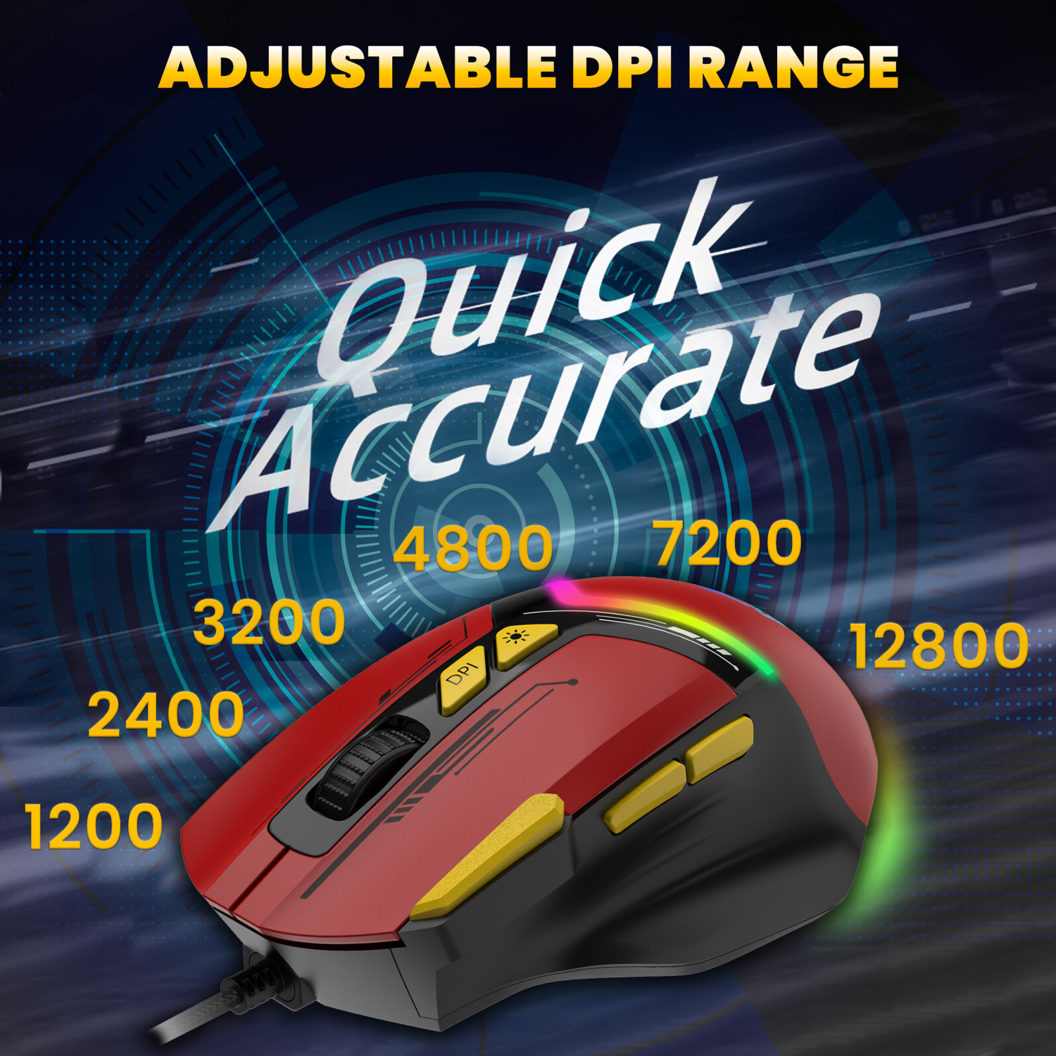Image of Ant Esports GM333 Wired Ergonomic Optical Gaming Mouse RGB 12800 DPI,1.5M Braided Cable