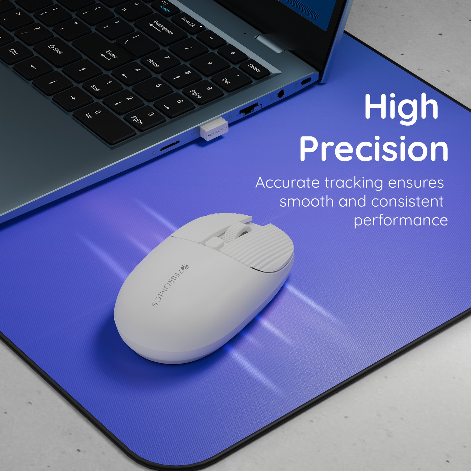 Image of ZEBRONICS Freego Pro Ambidextrous Optical Mouse (Bluetooth, 2.4GHz Wireless, White)