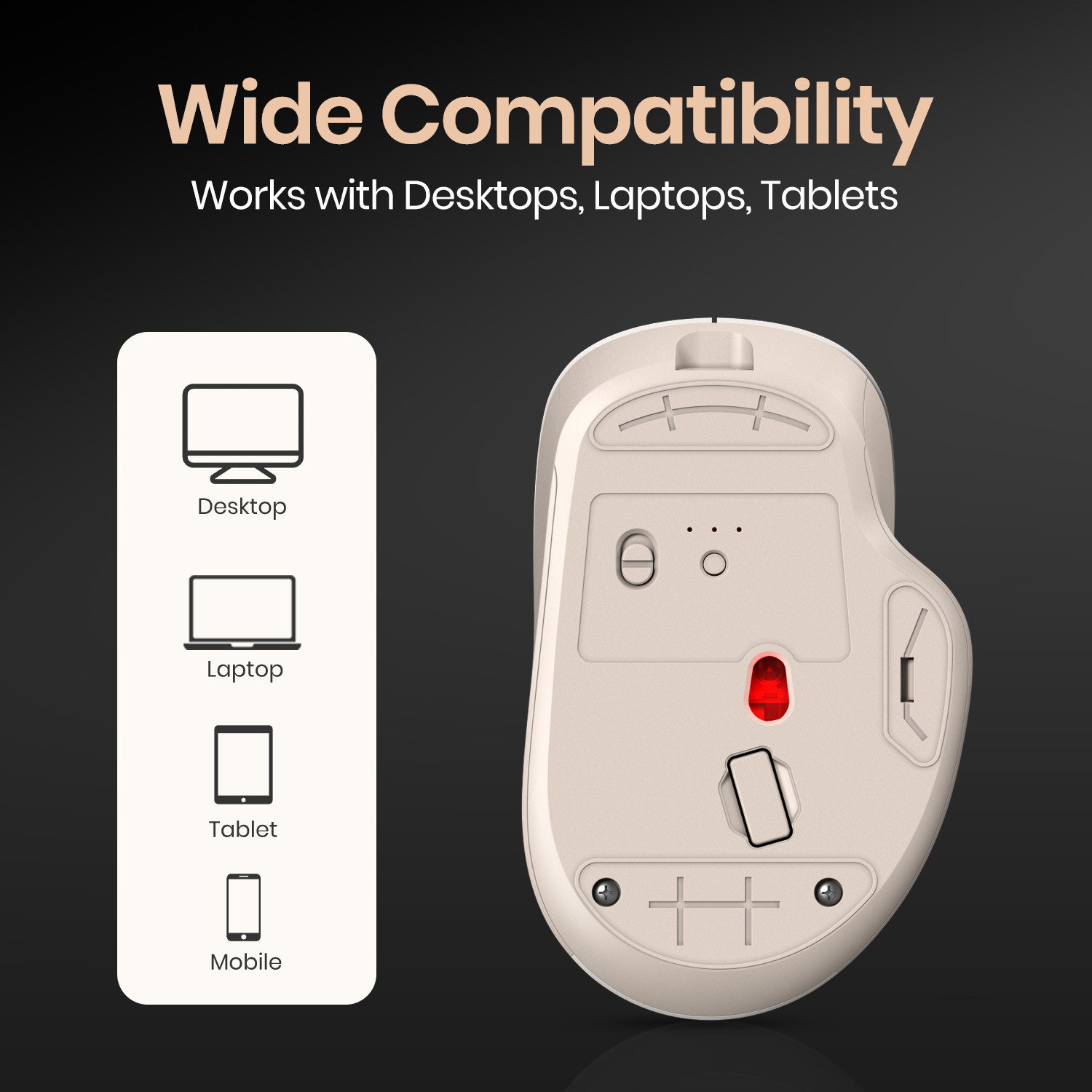 Image of Portronics ToadGo Wireless Rechargeable Mouse,Thumb Rest,Bluetooth + 2.4 GHz Connectivity Ergonomic Optical Mouse