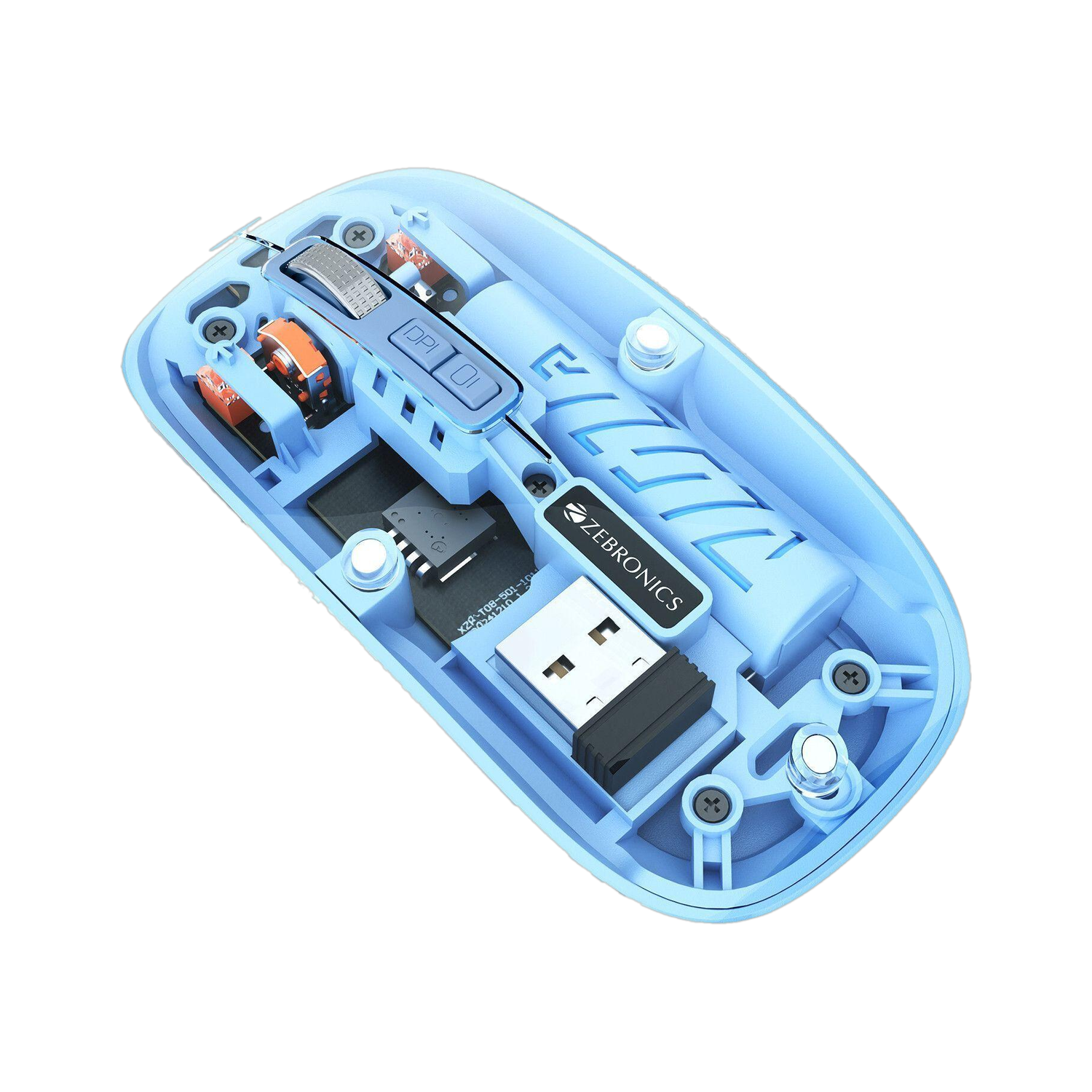ZEBRONICS Glassy 10 Ambidextrous Mouse, 1600 DPI, Type-C