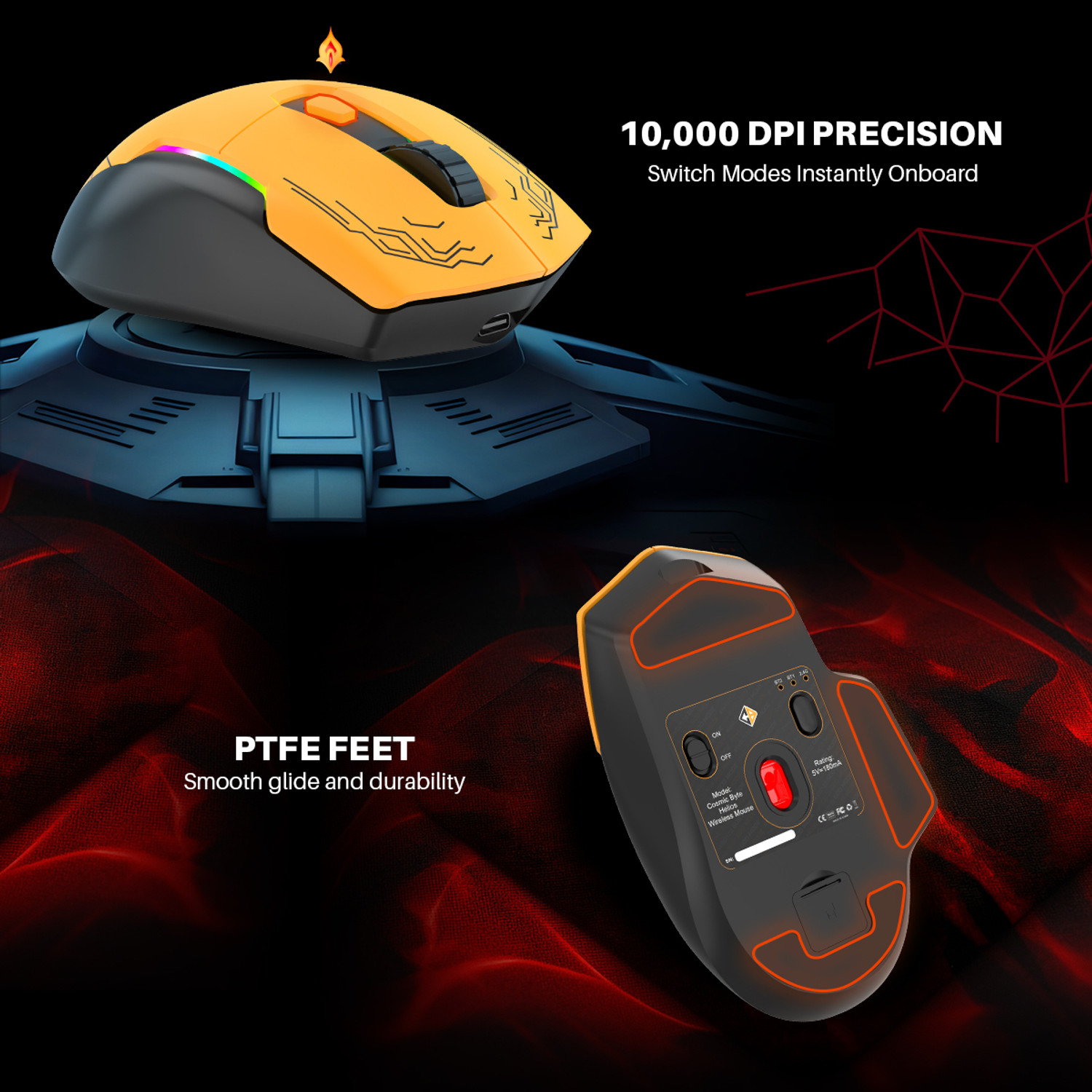 Image of Cosmic Byte Helios Wireless Tri Mode Mouse Right Handed Optical Gaming Mouse