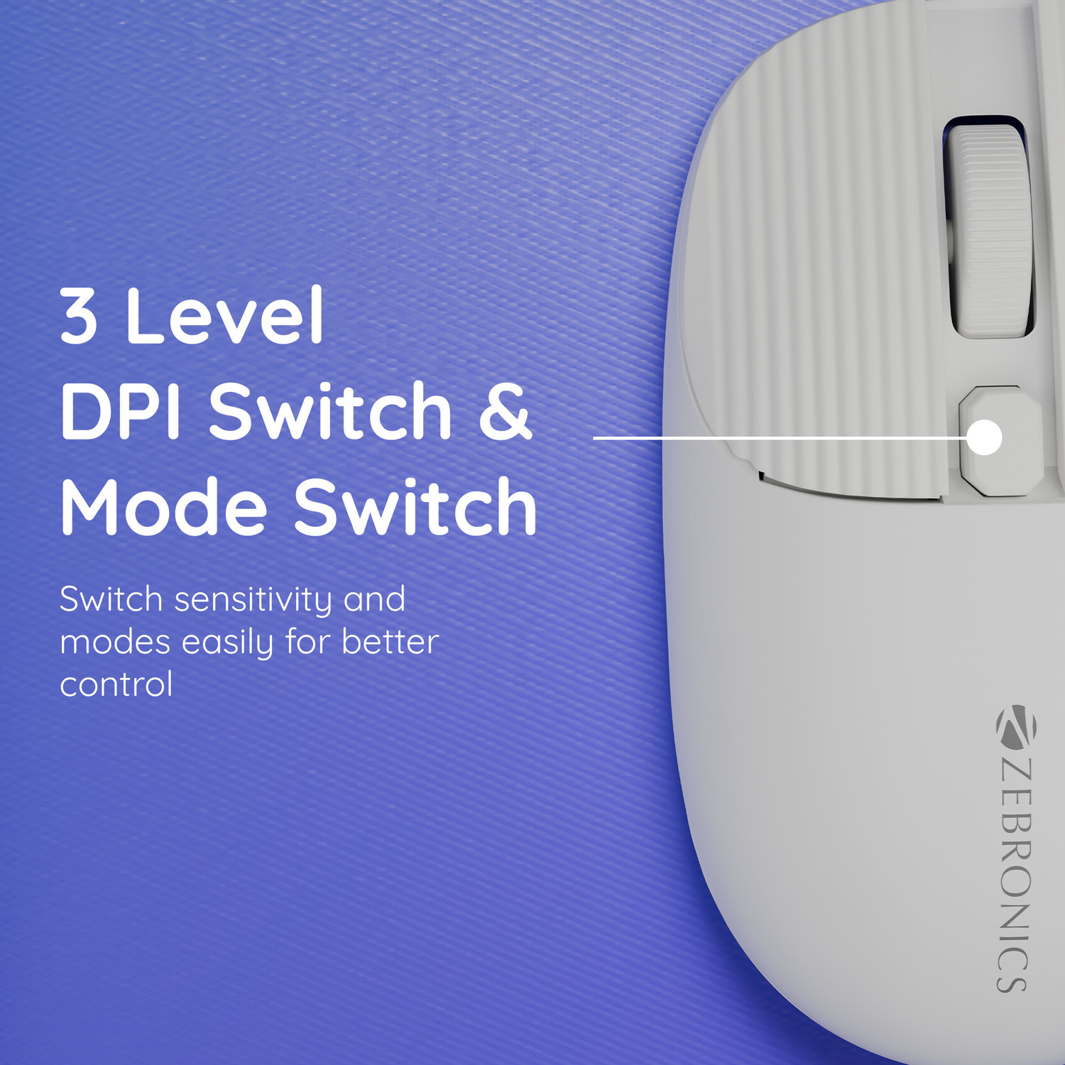 Image of ZEBRONICS Freego Pro Ambidextrous Optical Mouse (Bluetooth, 2.4GHz Wireless, White)