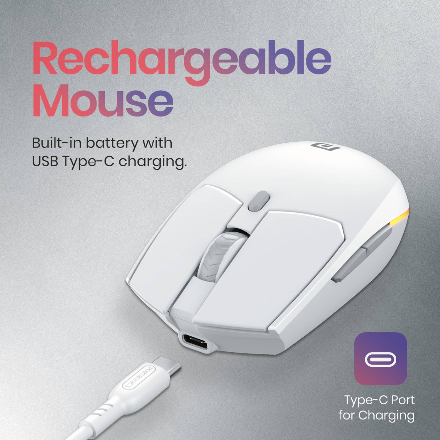 Portronics Toad 36 Right Handed Optical Mouse Rechargeable, 1600