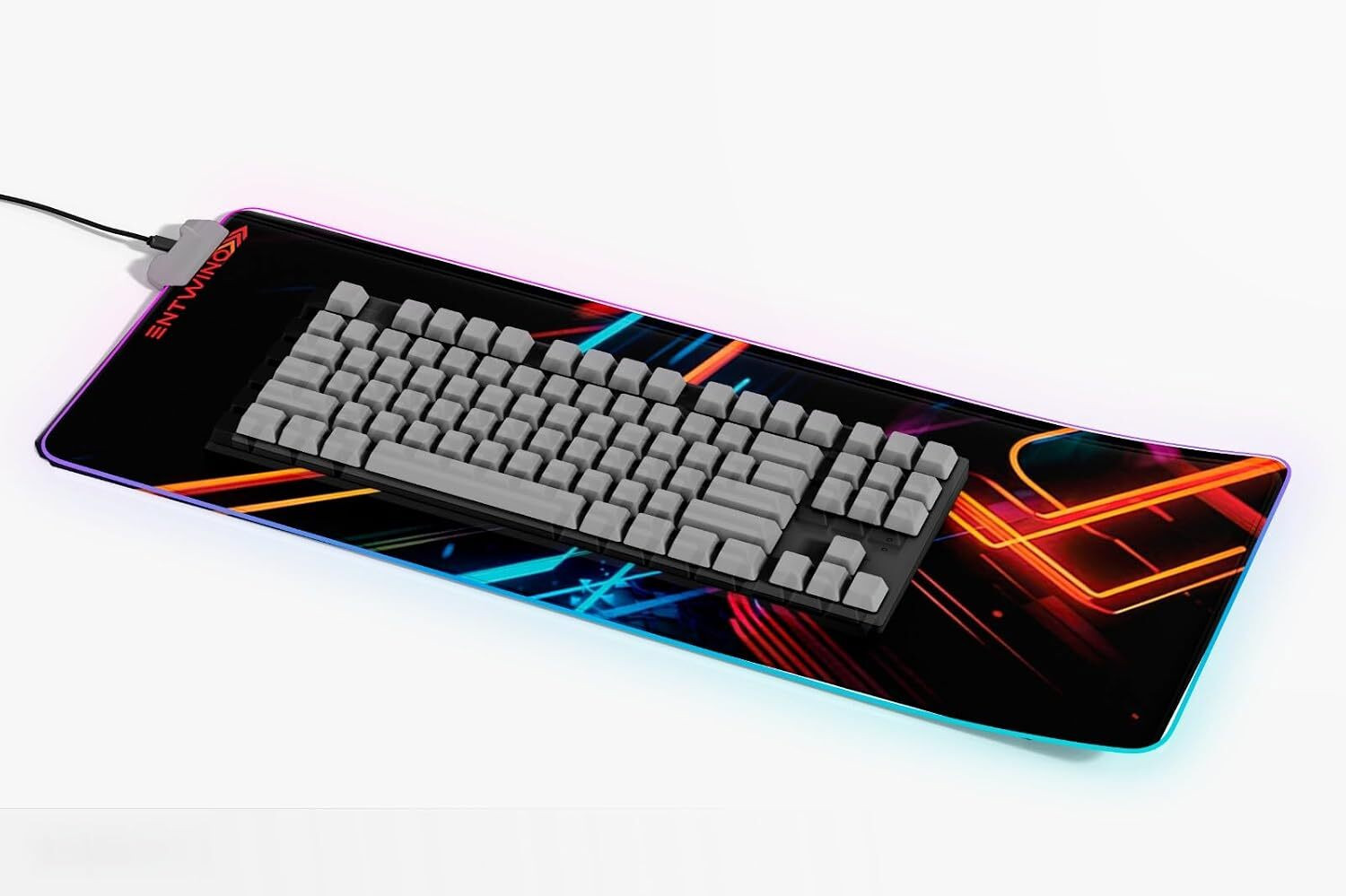 Image of ENTWINO RGB Gaming Mouse Pad, Keyboard Pad, 14 Lighting Mode, Laptop Anti Slip Surface Non Slip Base Mousepad
