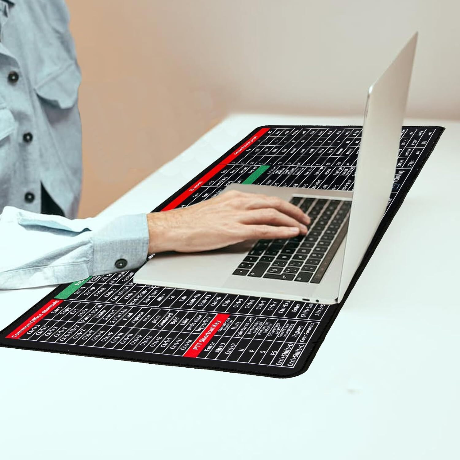 Image of WEMOL English Shortcut Keys Desk pad Office Large Computer Mouse Ma Non Slip Base Mousepad