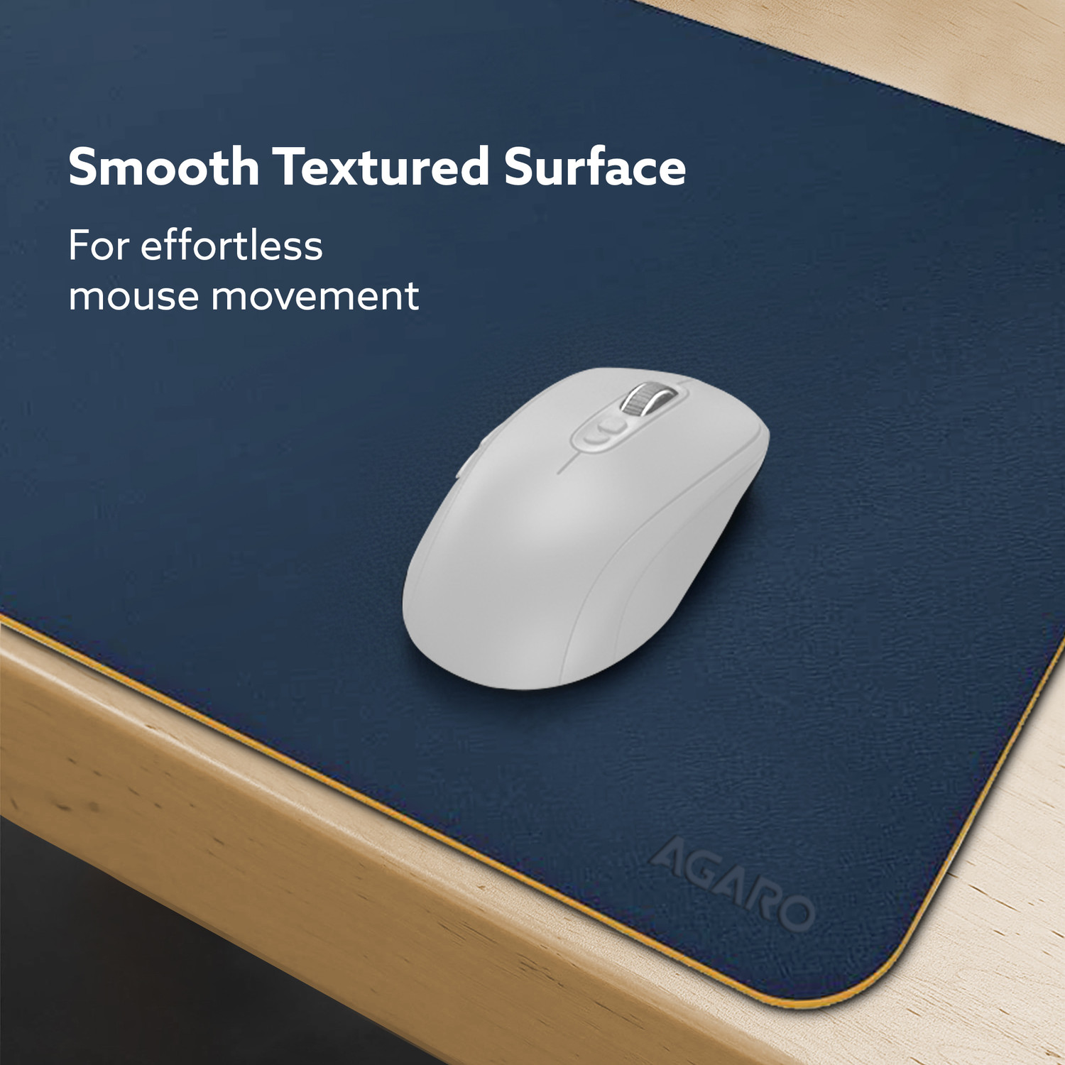 Image of AGARO Premium Reversible Desk Mat 90x45cm, Vegan Leather, Waterproof Deskpad Non Slip Base Dual Sided Mousepad (Blue, Yellow)