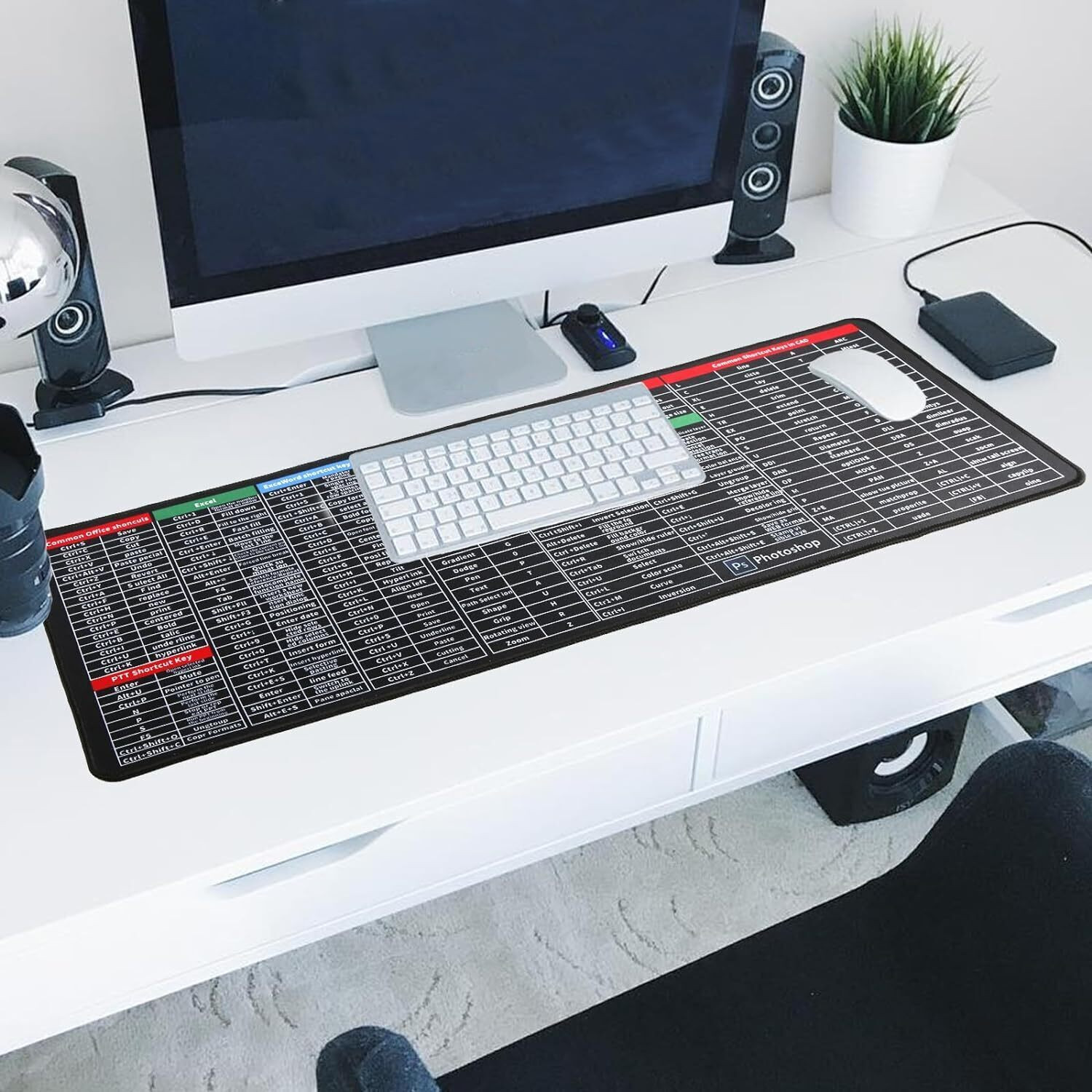 Image of WEMOL English Shortcut Keys Desk pad Office Large Computer Mouse Ma Non Slip Base Mousepad