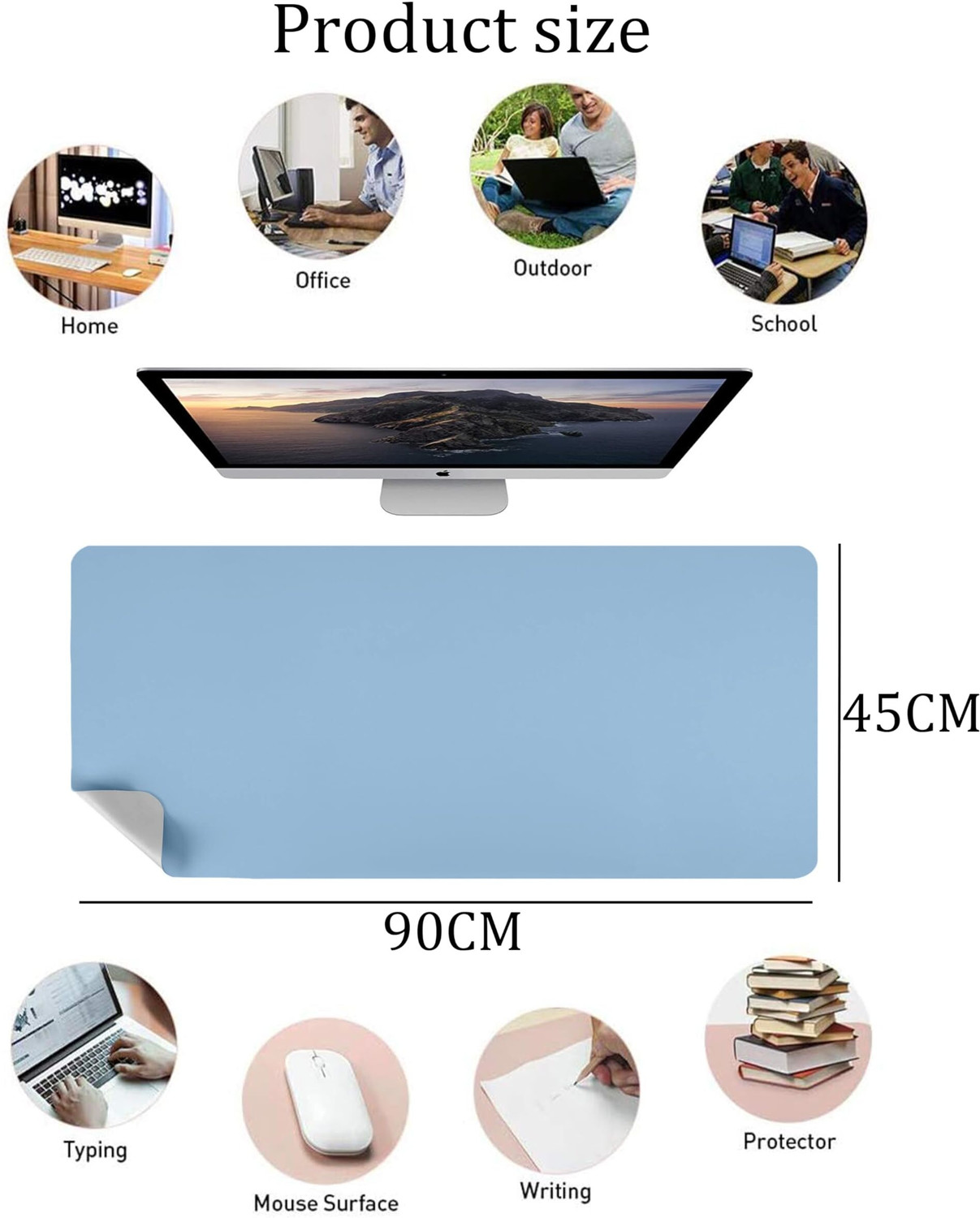 Image of SYGA Desk Pad Protector Waterproof PU Desk Mat for Office & Home Non Slip Base Dual Sided Mousepad