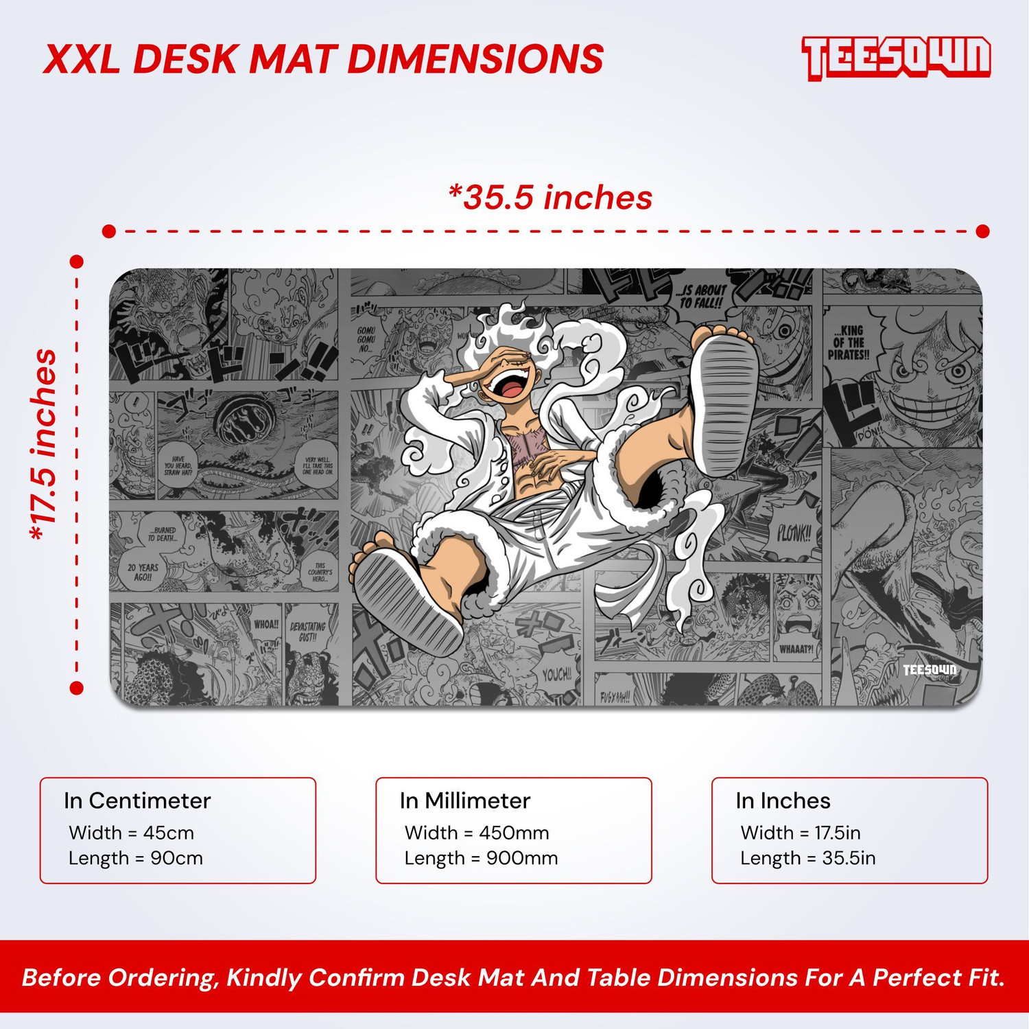 Image of Teesown One Piece XXL Desk Mat for Laptop /Pc Non Slip Base Mousepad