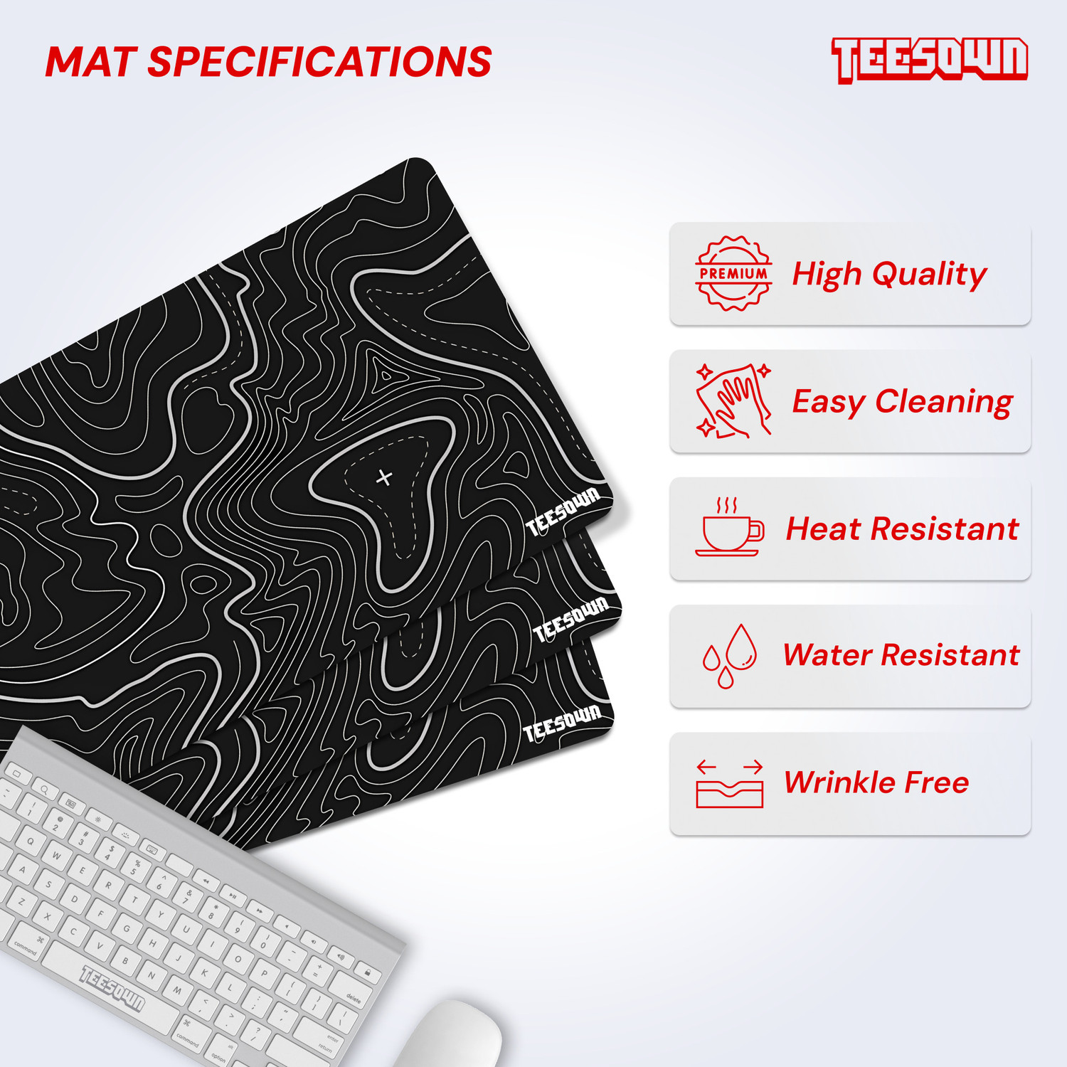 Image of Teesown Printed Black Desk Mat for Laptop /Pc Non Slip Base Mousepad