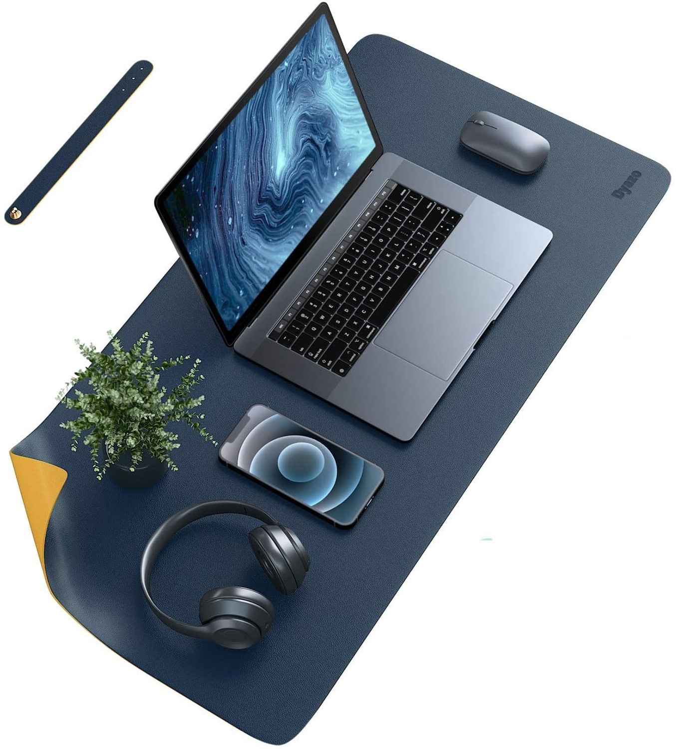 Image of Dyazo Plus Vegan PU Leather Premium Extended Desk Mat for Work from Home /Office /Gaming Non Slip Base Dual Sided Mousepad