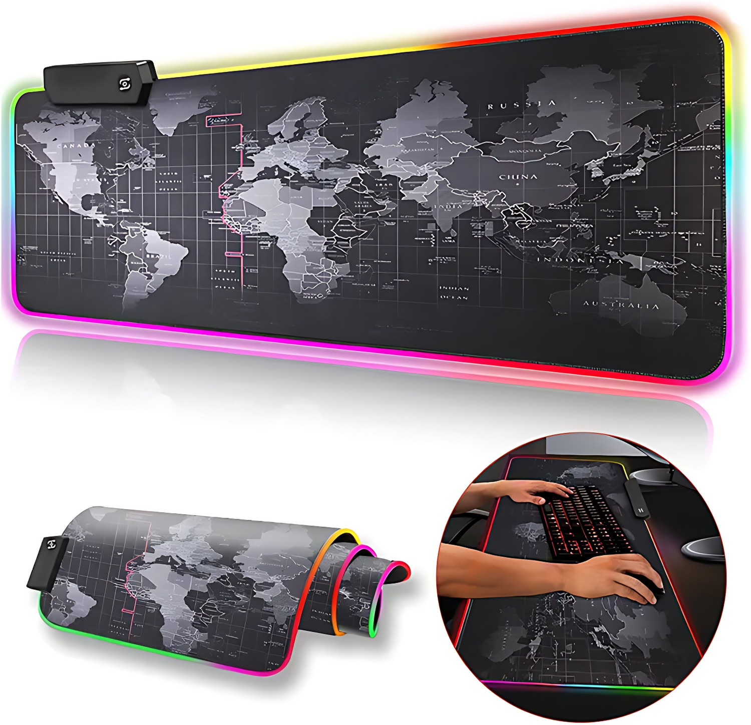 Image of amp RGB Gaming XXL, Non Slip Rubber base With USB Cable, (80X30X4) Non Slip Base Mousepad