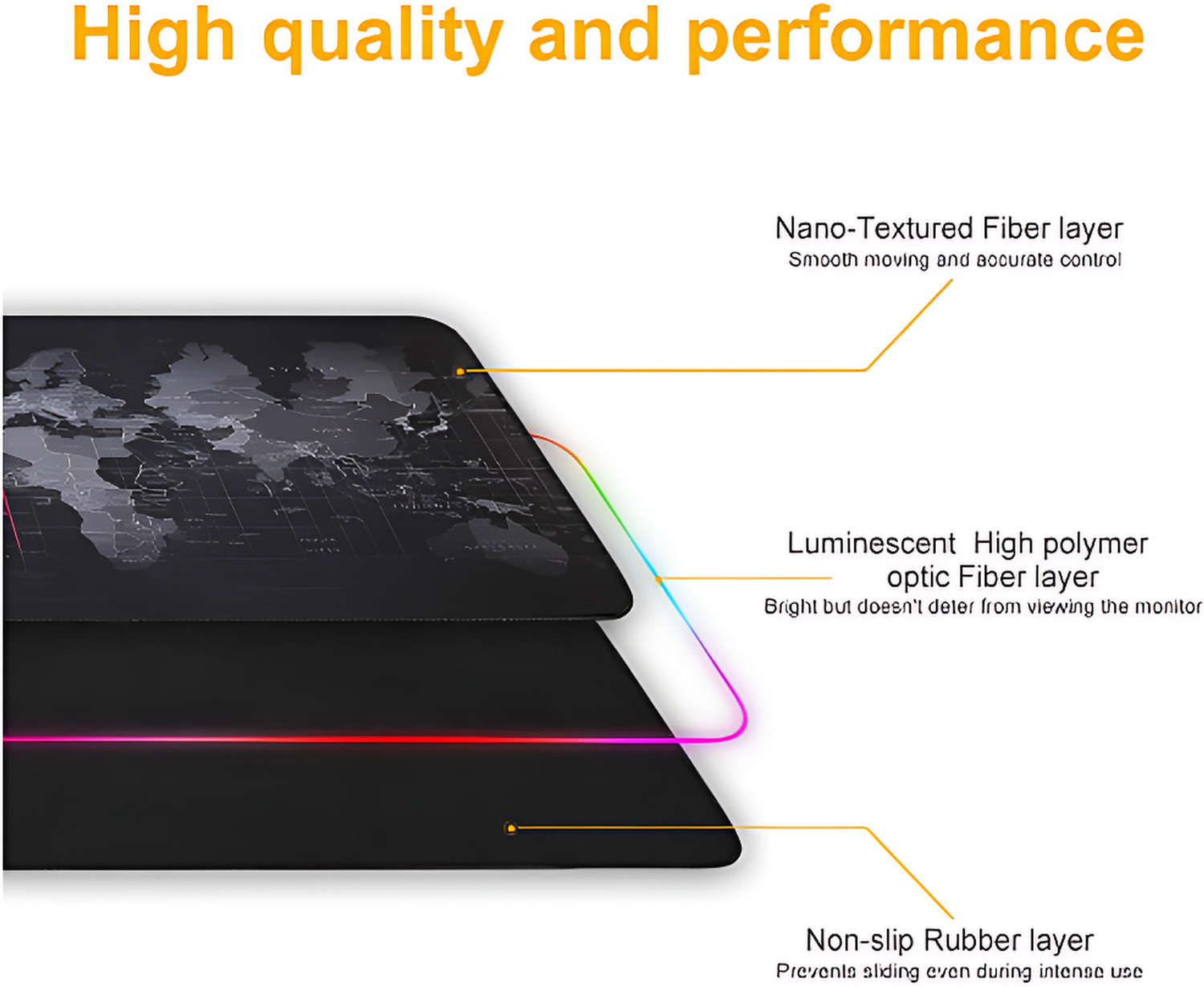 Image of amp RGB Gaming XXL, Non Slip Rubber base With USB Cable, (80X30X4) Non Slip Base Mousepad