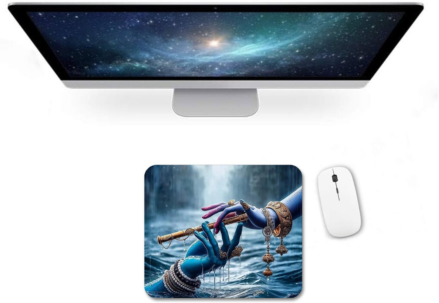 Image of PRINTIX Radha Krishna Printed Mouse Pad - Spiritual Design - 7.5x9 Inch - Rubber Base Non Slip Base Mousepad