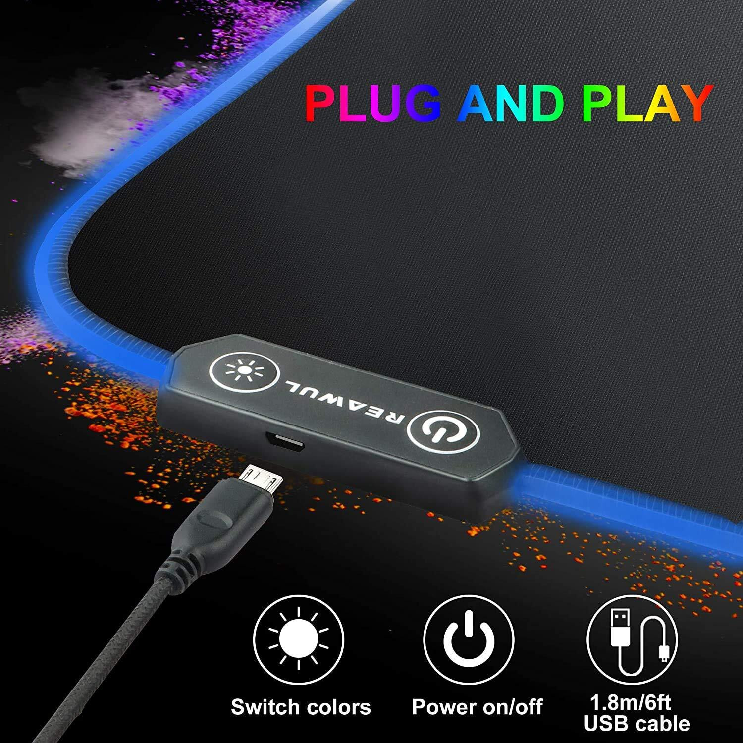 Image of CPEX RGB Gaming Mouse Pad Large Extended Soft LED Mouse Pad with 14 Lighting Modes Non Slip Base Mousepad