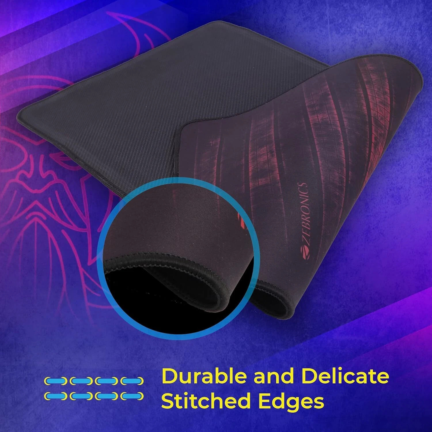 Image of ZEBRONICS Firestorm, Gaming Mouse Pad, Micro-Textured Surface, Anti-Slip, 350x250mm Non Slip Base Mousepad