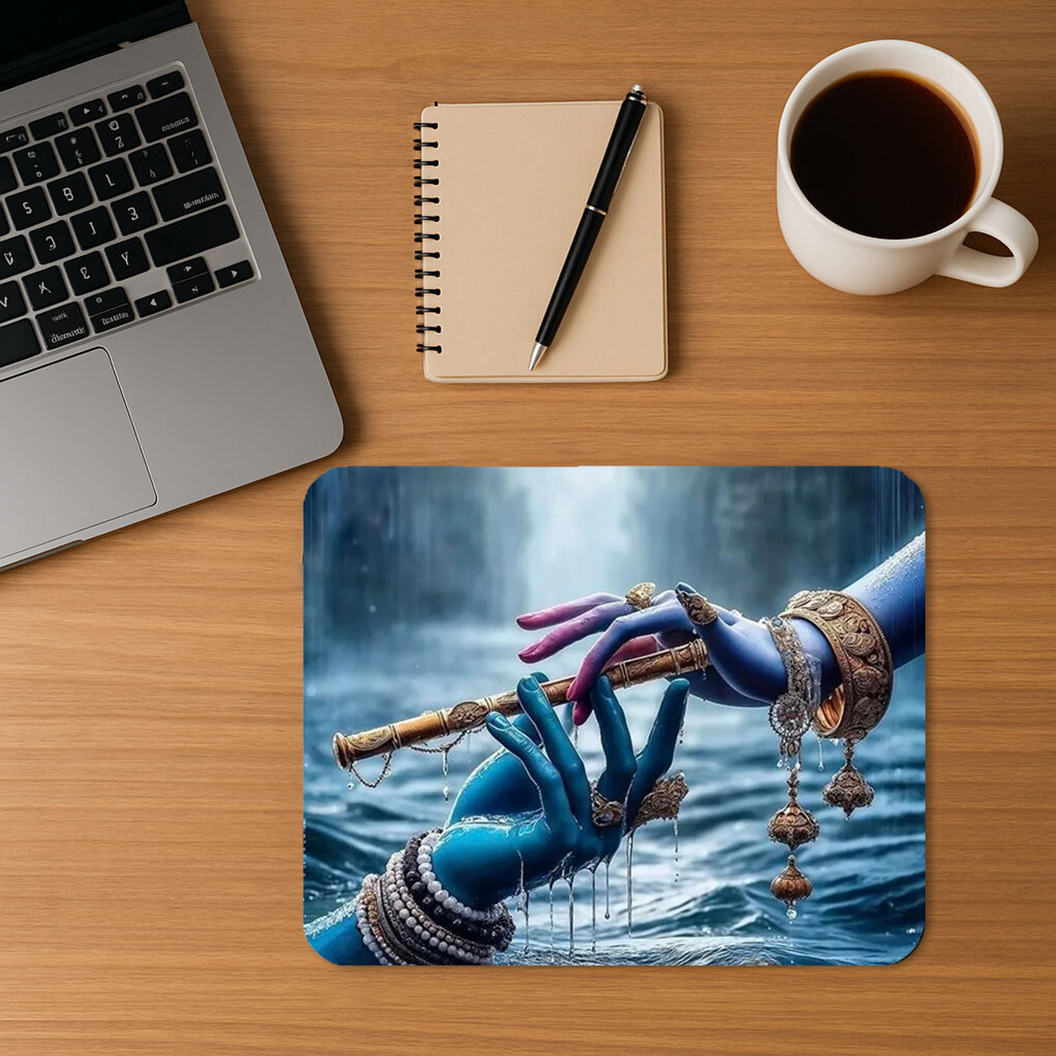 Image of PRINTIX Radha Krishna Printed Mouse Pad - Spiritual Design - 7.5x9 Inch - Rubber Base Non Slip Base Mousepad