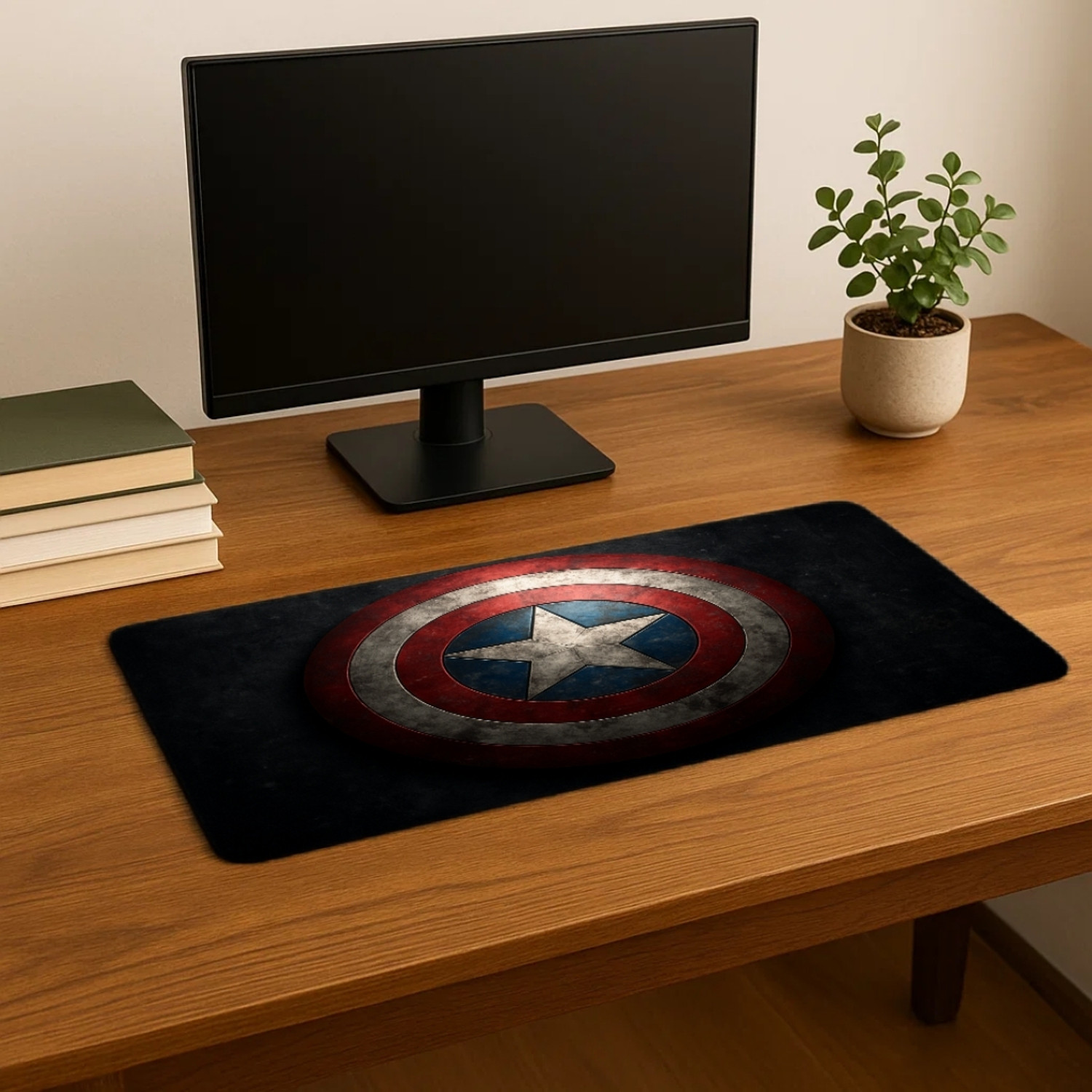 Image of Sigma One Captain America Shield Keyboard Mouse Pad Mat - Waterproof (23x11 INCH) Non Slip Base Mousepad