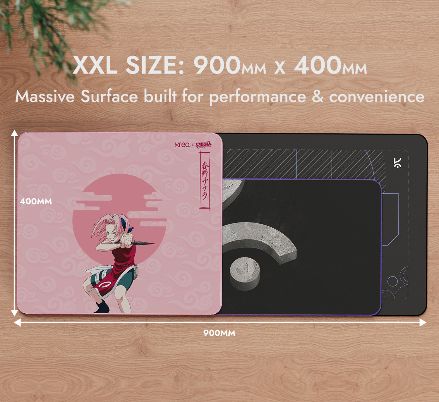 Image of Kreo Terra XXL Deskmat Premium Ultra Smooth Surface, 4mm Cushioned Base 900x400mm Non Slip Base Mousepad