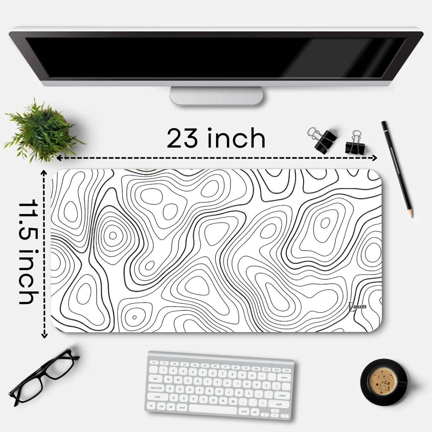 Eshaaver Topographic Pattern Desk Mouse Pad, Large Extended Size