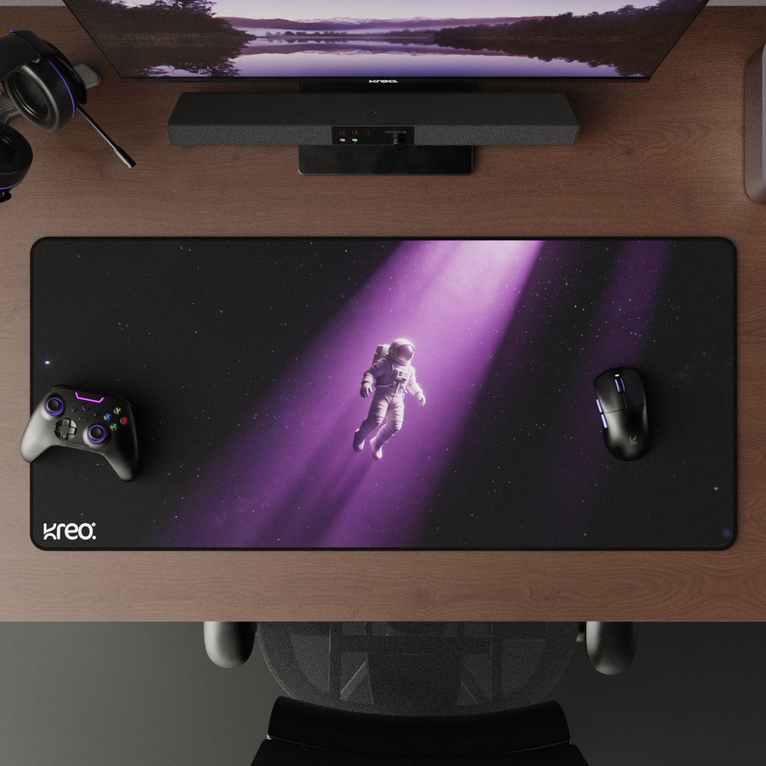 Image of Kreo Terra XXL Deskmat Premium Ultra Smooth Surface, 4mm Cushioned Base 900x400mm Non Slip Base Mousepad