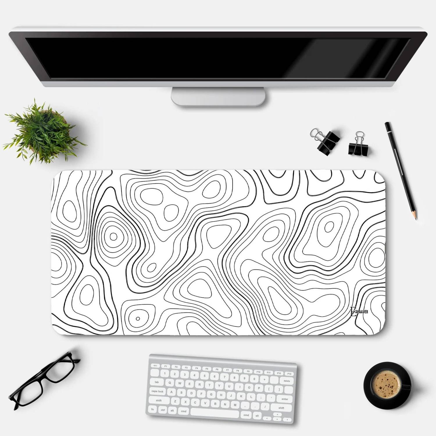 Eshaaver Topographic Pattern Desk Mouse Pad, Large Extended Size