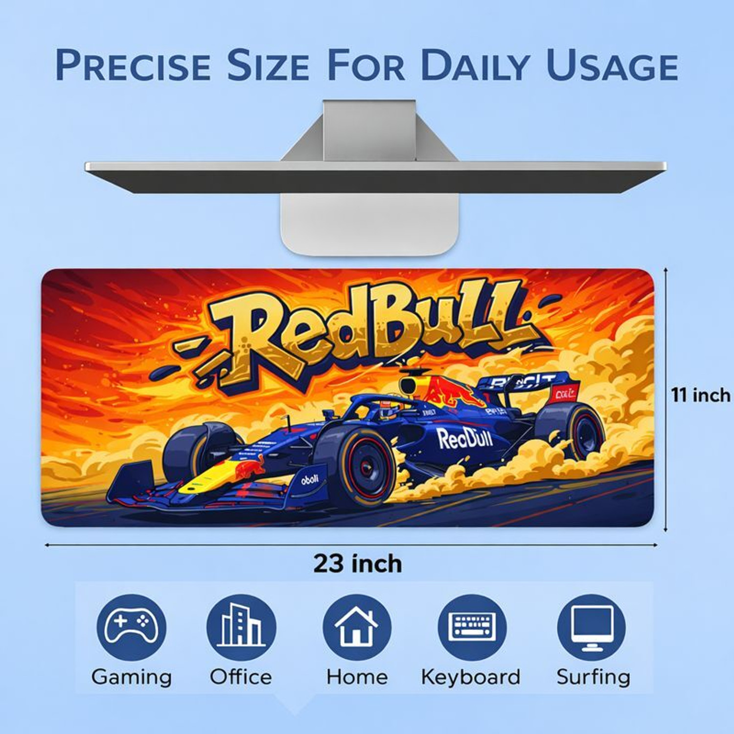 Image of XENOAHS F-1 REDBULL Edition Deskpad Large Computer Mouse Mat Non Slip Base Mousepad