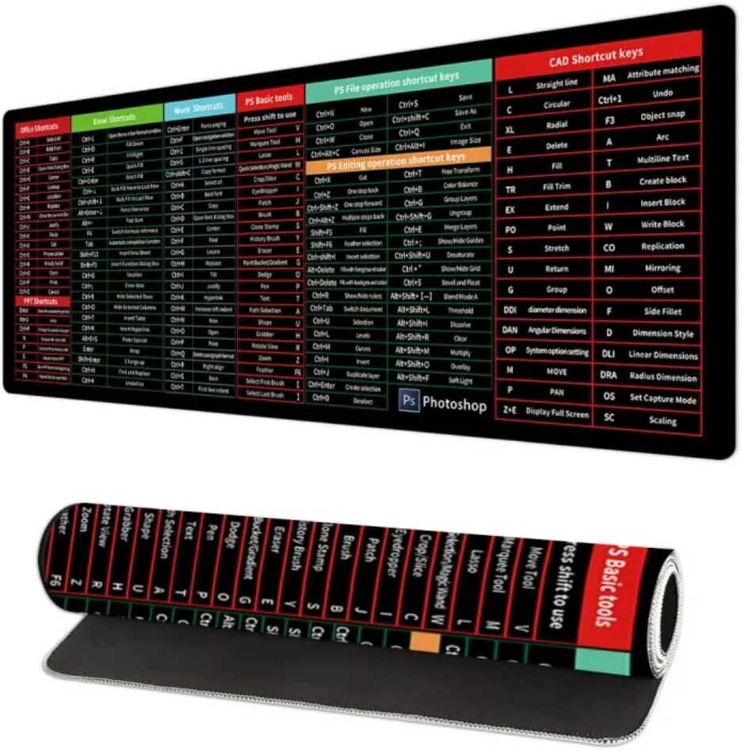 Image of Flipkart SmartBuy Excel Shortcuts mouse pad Non Slip Base Mousepad (Black)