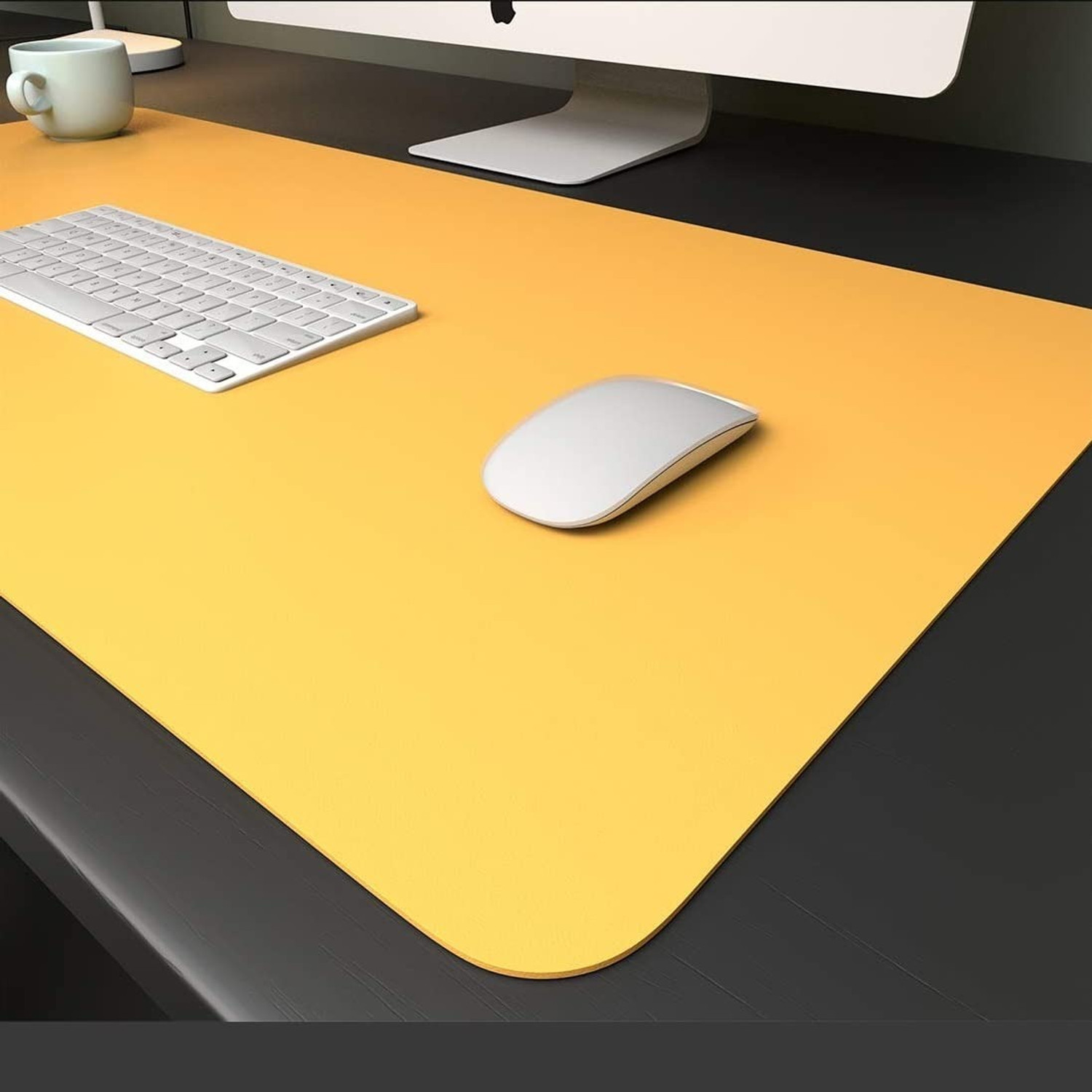 Image of Dyazo Plus Vegan PU Leather Premium Extended Desk Mat for Work from Home /Office /Gaming Non Slip Base Dual Sided Mousepad