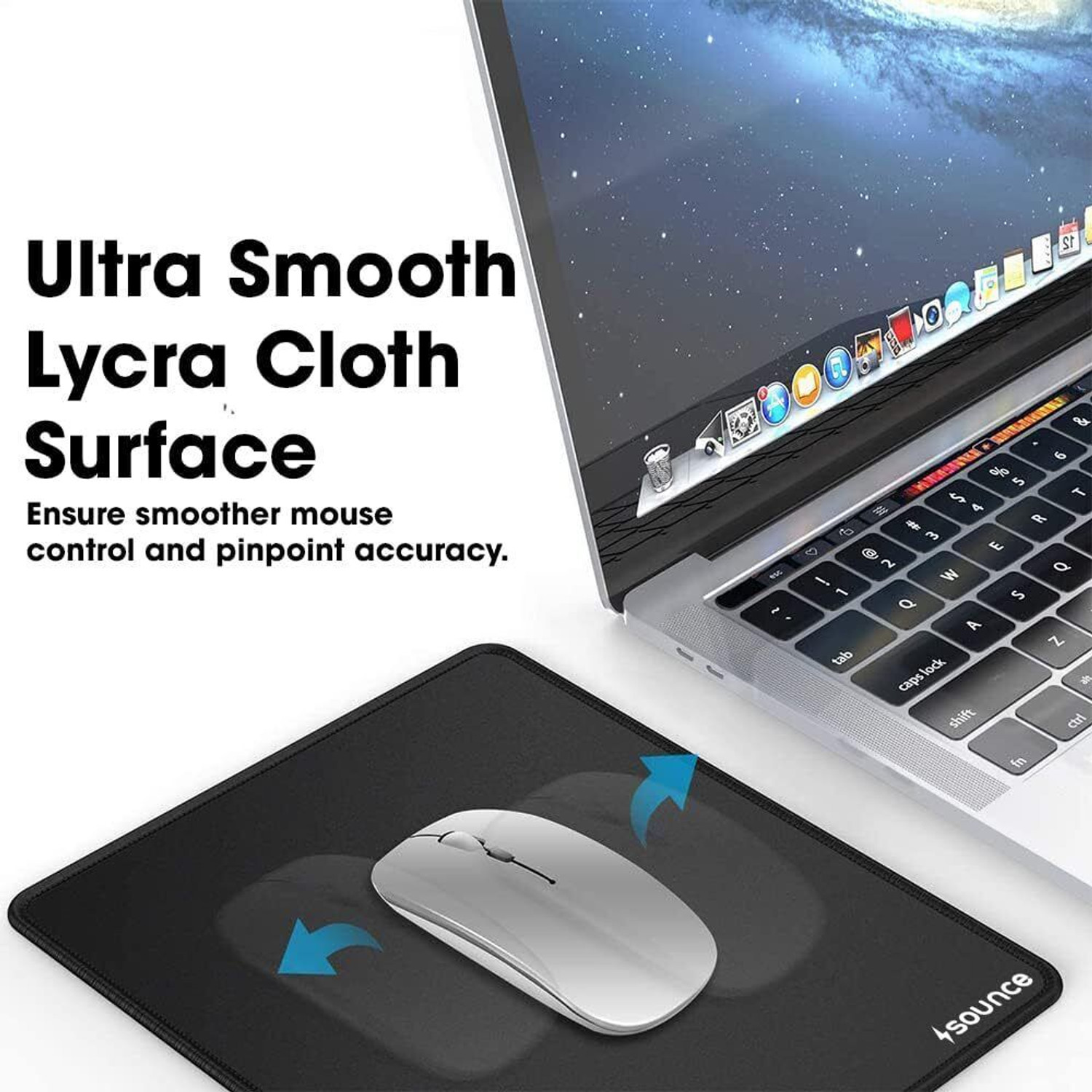 Image of sounce Antifray Stitched Embroidery Edges,water resistant,Non-Slip Rubber Base | MPBK Non Slip Base Mousepad