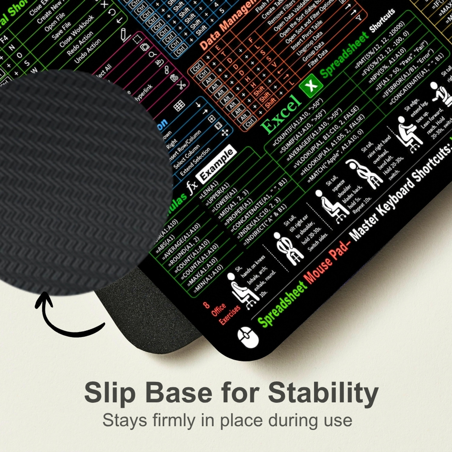 Image of E-DUNIA MS Excel Formula Reference Mouse Pad for Office and Study Work Non Slip Base Mousepad