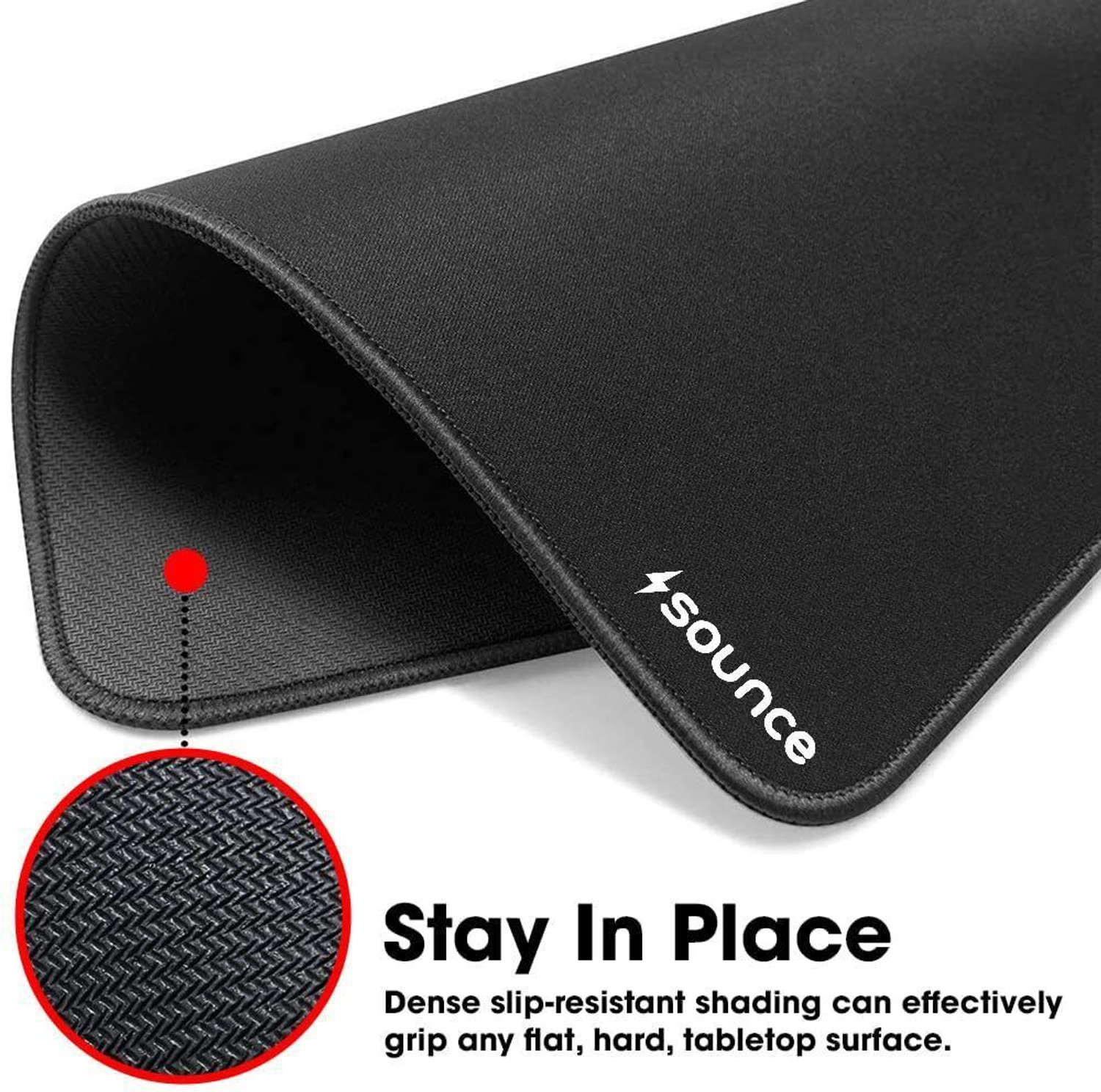 Image of sounce Antifray Stitched Embroidery Edges,water resistant,Non-Slip Rubber Base | MPBK Non Slip Base Mousepad