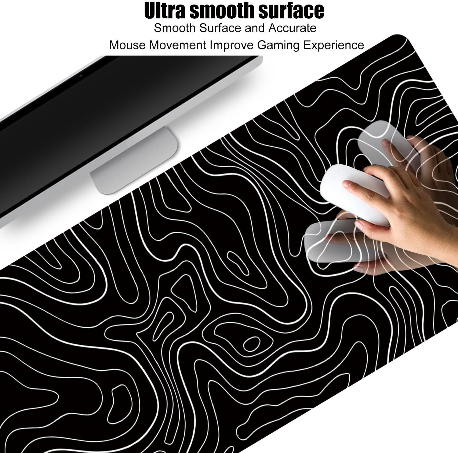 Image of Saco Extended Gaming Mouse Pad for PC | Large Desk Mat 900x400x3mm Non Slip Base Mousepad