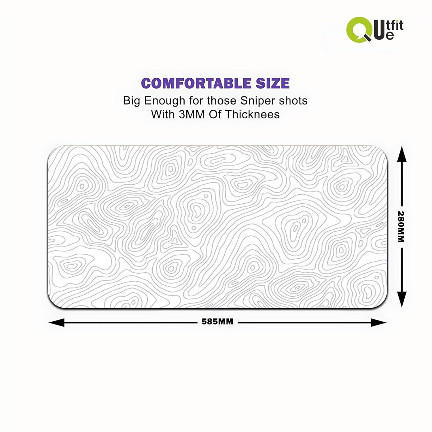 Image of outfitque Topography Gaming Mouse Pad - Water & Dust Resistant Desk Mat Non Slip Base Mousepad
