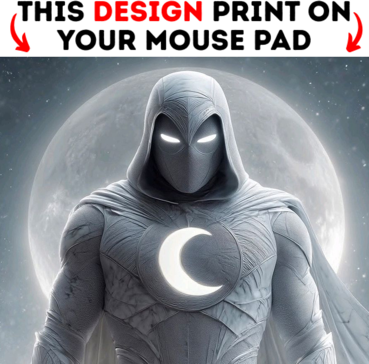 Image of makekart Moon Knight inchFist of Khonshu inch Cinematic Mousepad Non Slip Base Mousepad