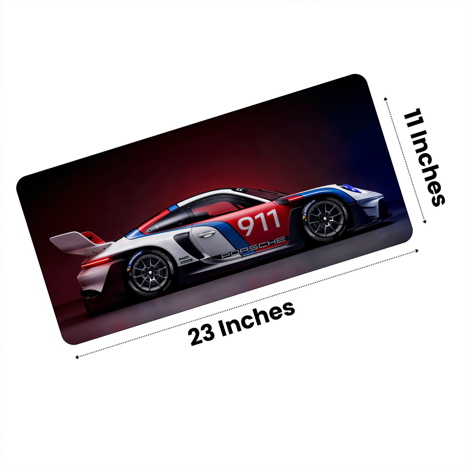 Image of Matnex Porshe 911 GT Racing Blue - 11x23 inch mousepad, Deskpad Non Slip Base Mousepad