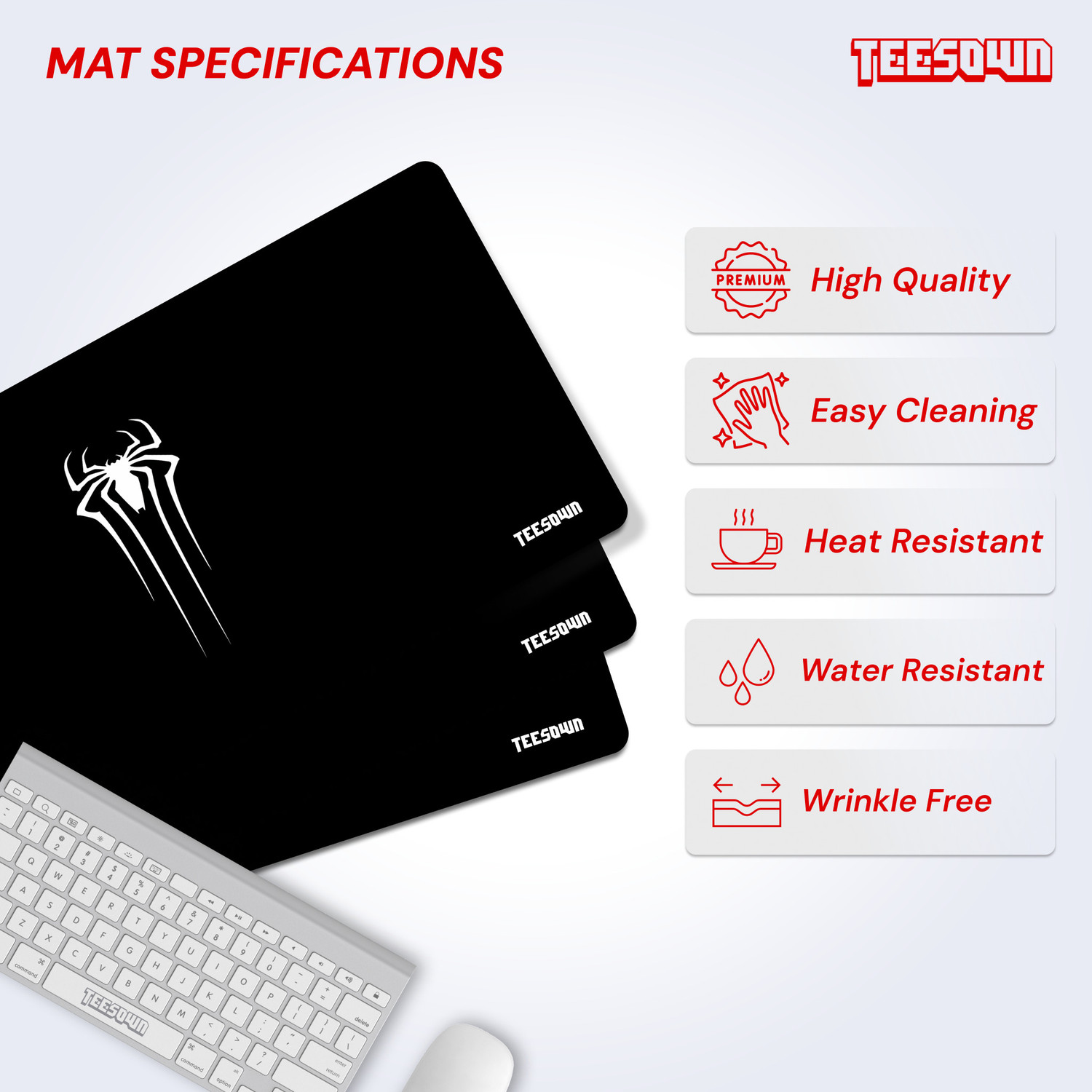Image of Teesown Spider Extended Gaming Desk Mat | Large Mouse Pad Black Non Slip Base Mousepad