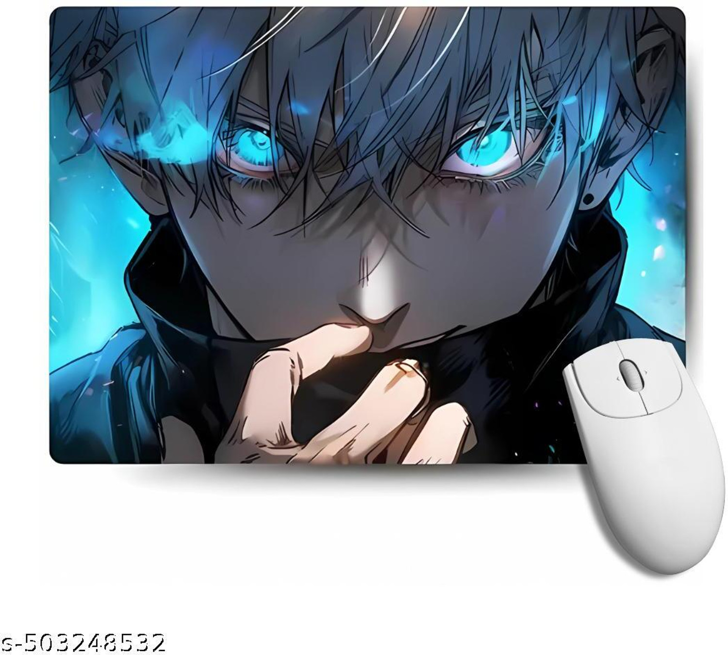 Image of GROOFIEZ Premium Anime Mouse Pad Jujutsu Kaisen Gojo Blue Eye with Scarf Printed Mousepad Non Slip Base Mousepad