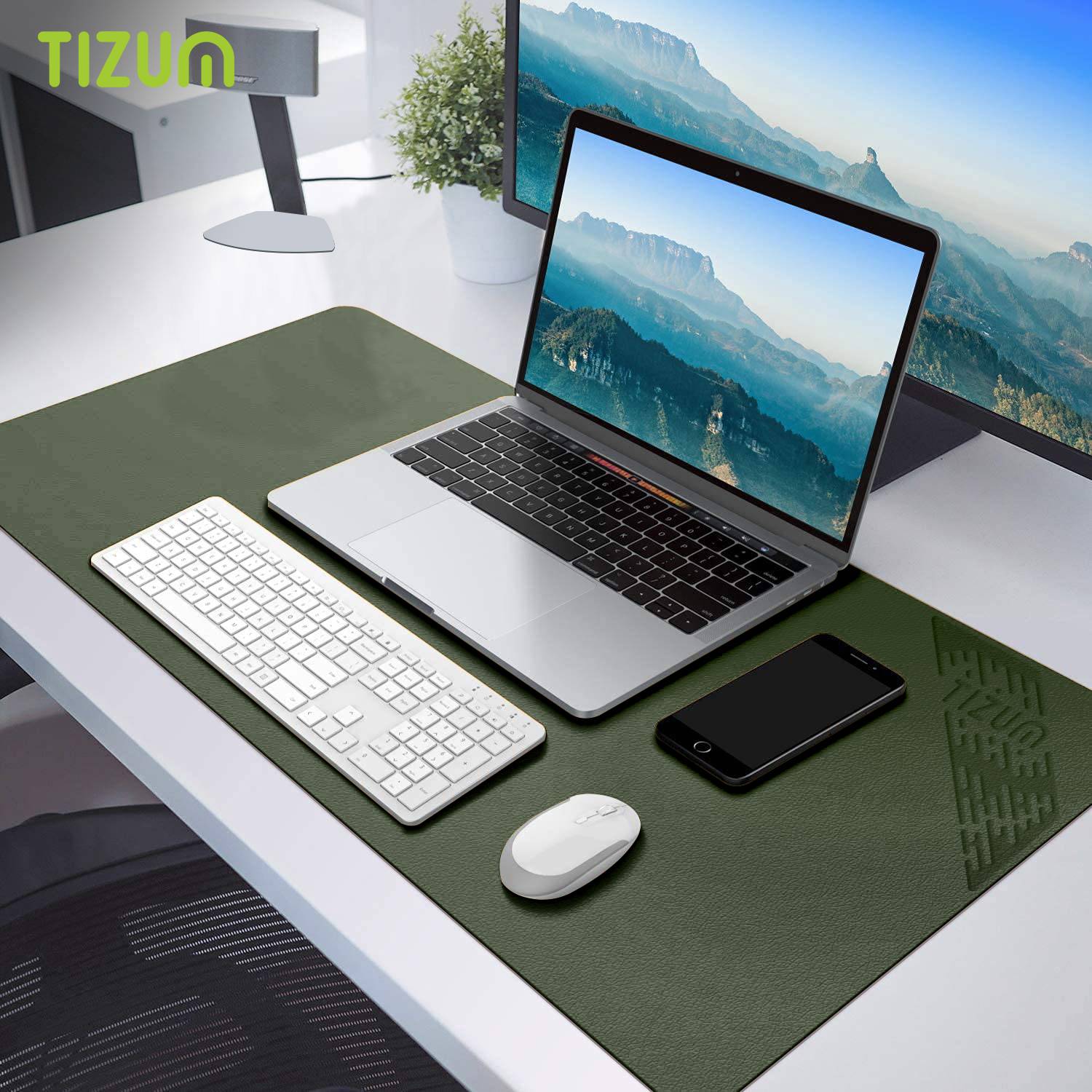Tizum Vegan Leather Desk Mat for office MacBook, Laptop & Desktop